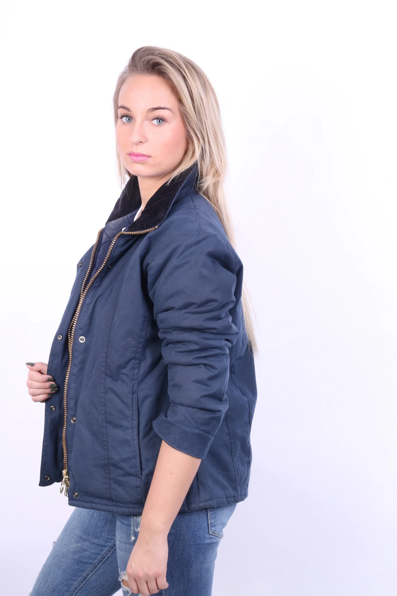 P.G. Field Womens 10 M Jacket Navy Harrington Jacket Cotton Padded - Image 3
