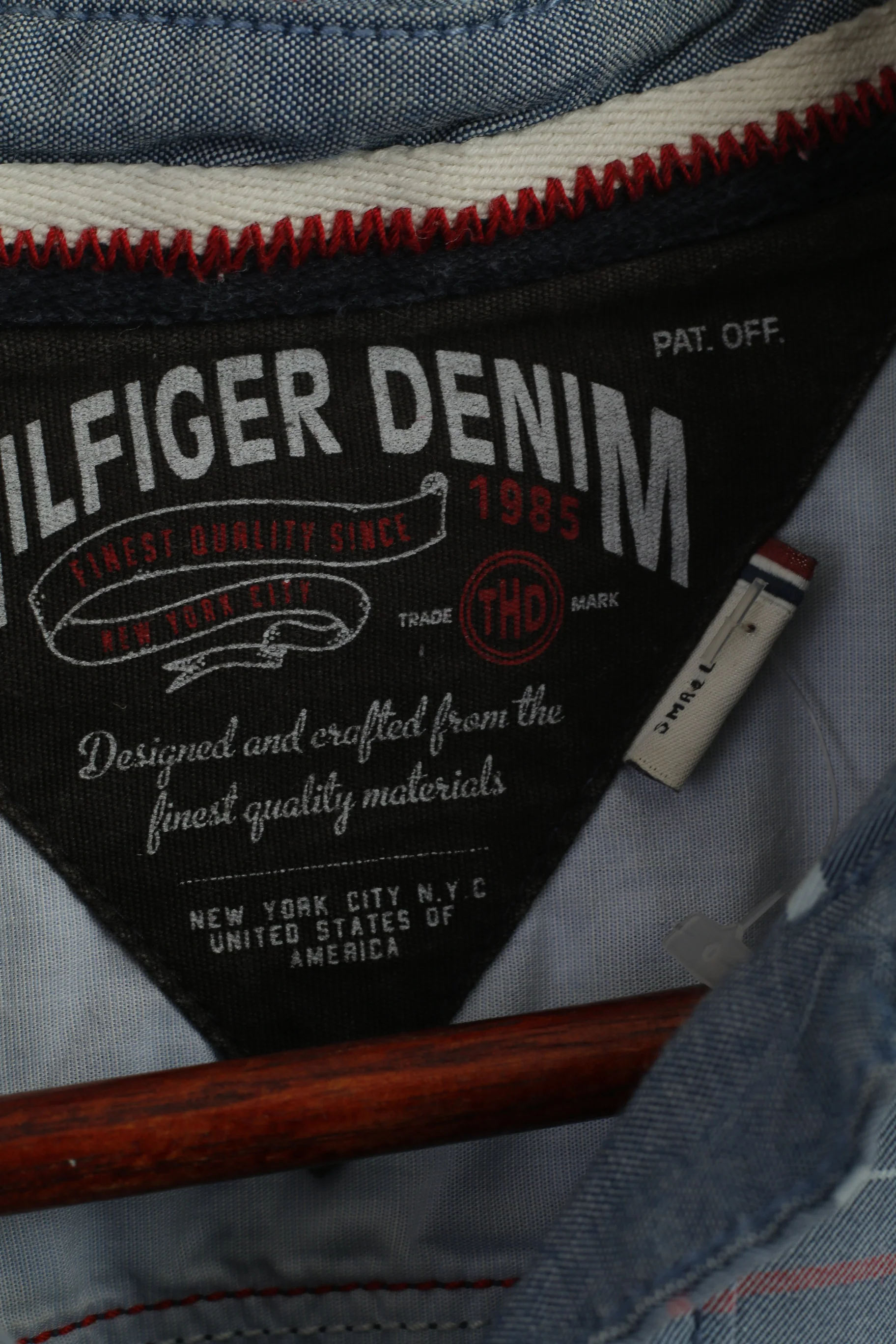 Hilfiger Denim Men S Casual Shirt Blue Check Cotton Vintage Long Sleeve Top - Image 4