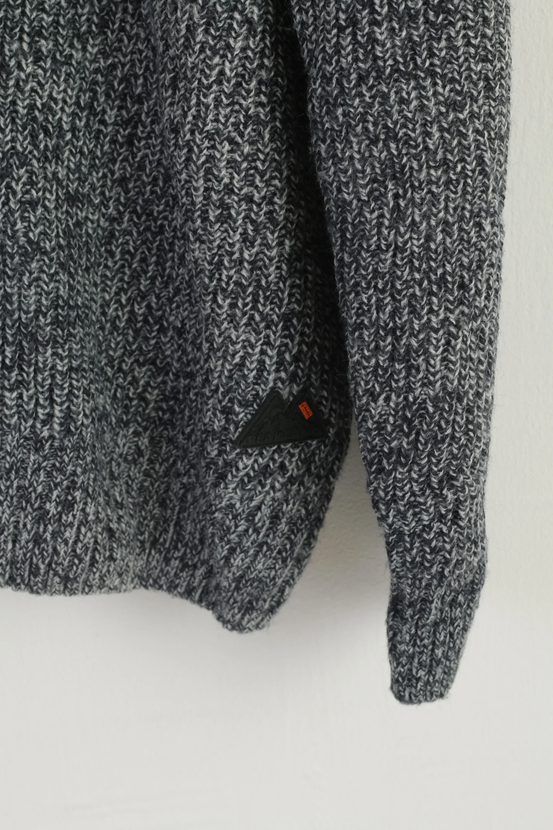 C&A Men XL Jumper Navy Cotton Zip Neck Winter Aztec Printed Sweater - Image 3