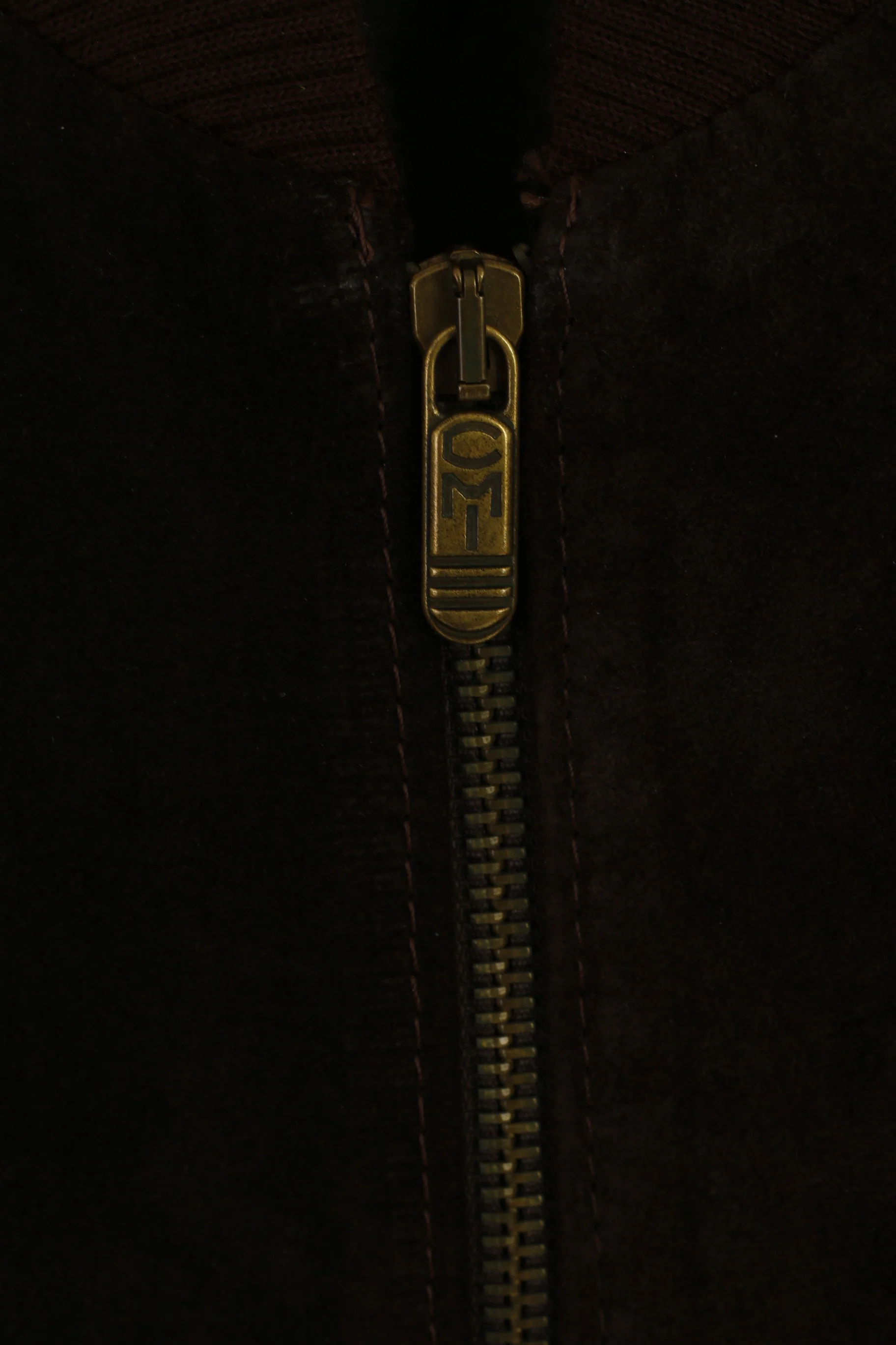 VIP Men XL Jacket Brown Leather Suede Italy Bomber Full Zipper Retro Top - Image 4