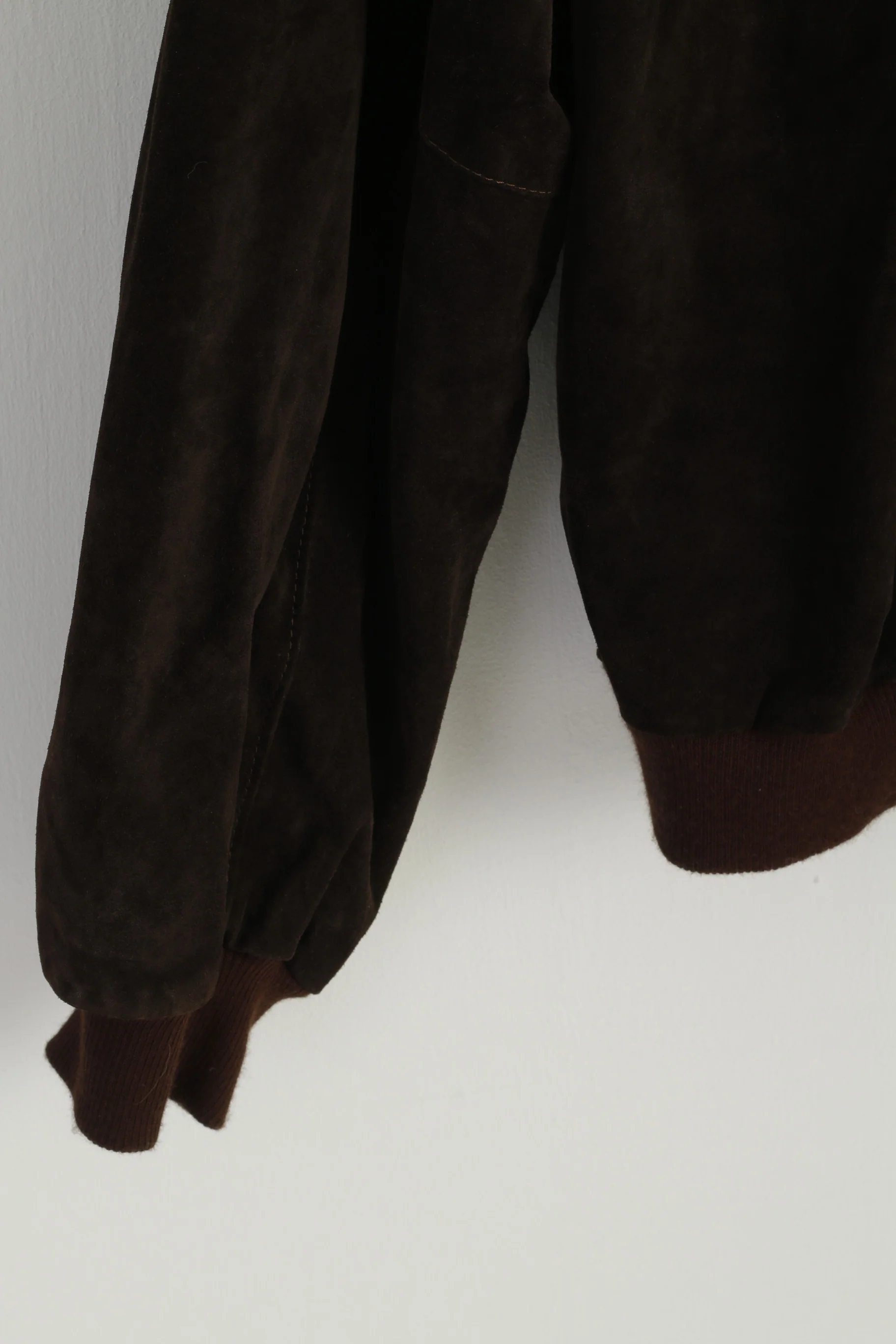 VIP Men XL Jacket Brown Leather Suede Italy Bomber Full Zipper Retro Top - Image 7