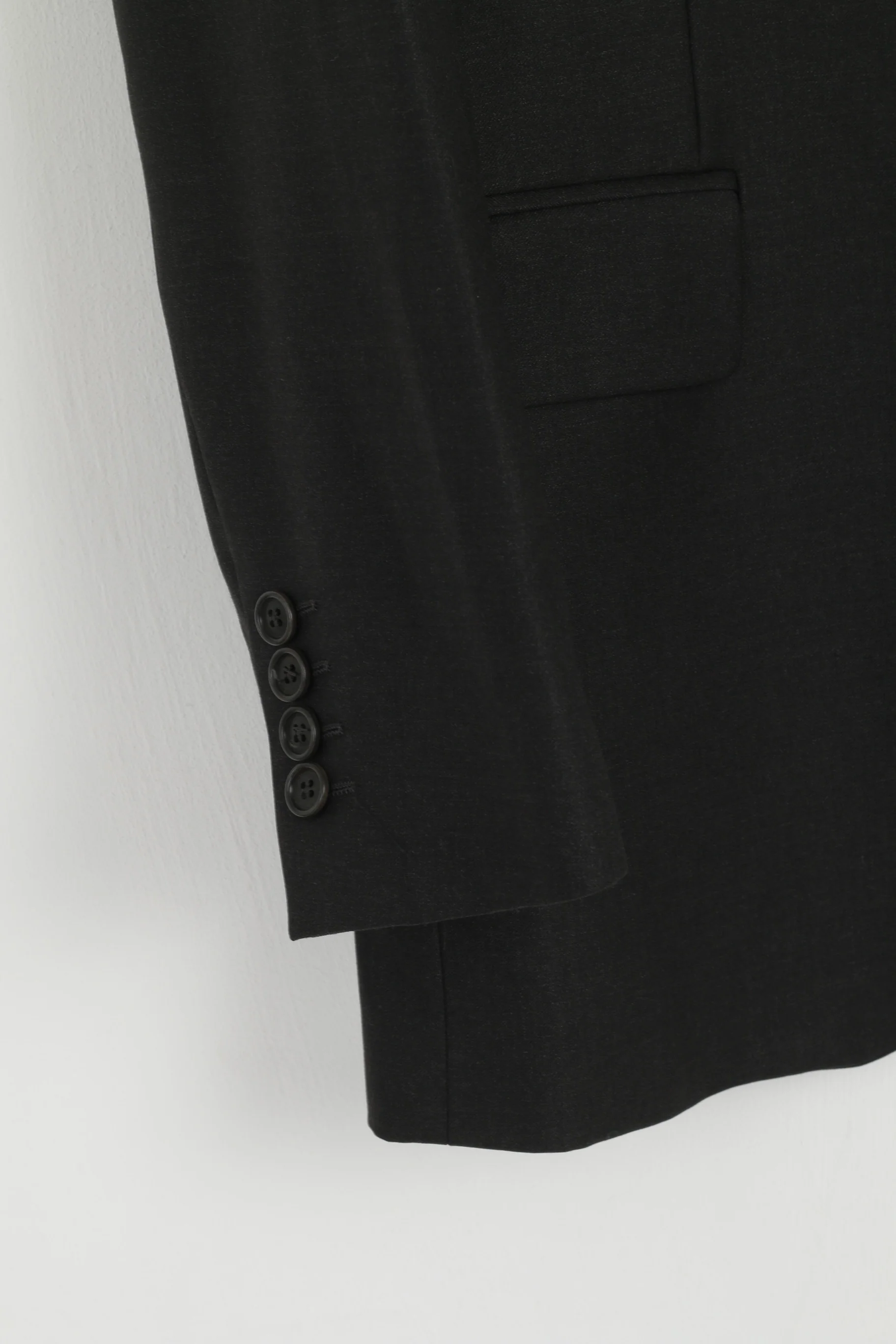 PAOLONI Men 48 38 Blazer Black Wool Cerruti 110's Single Breasted Made in Italy Jacket - Image 4