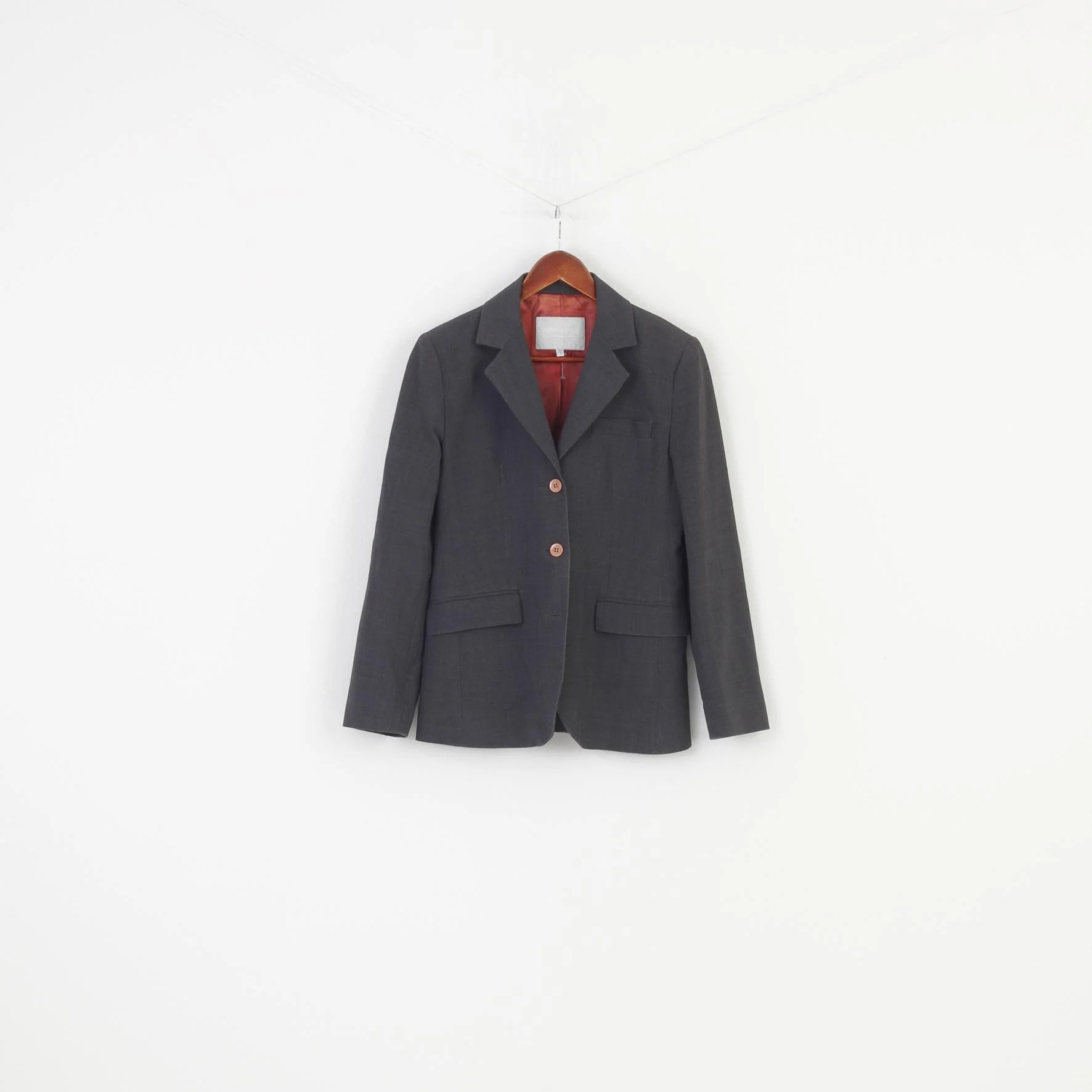 Patrick Cox Woman 40 10 Jacket Grey Long Sleeve Breasted Jacket Elegant Pockets Top
