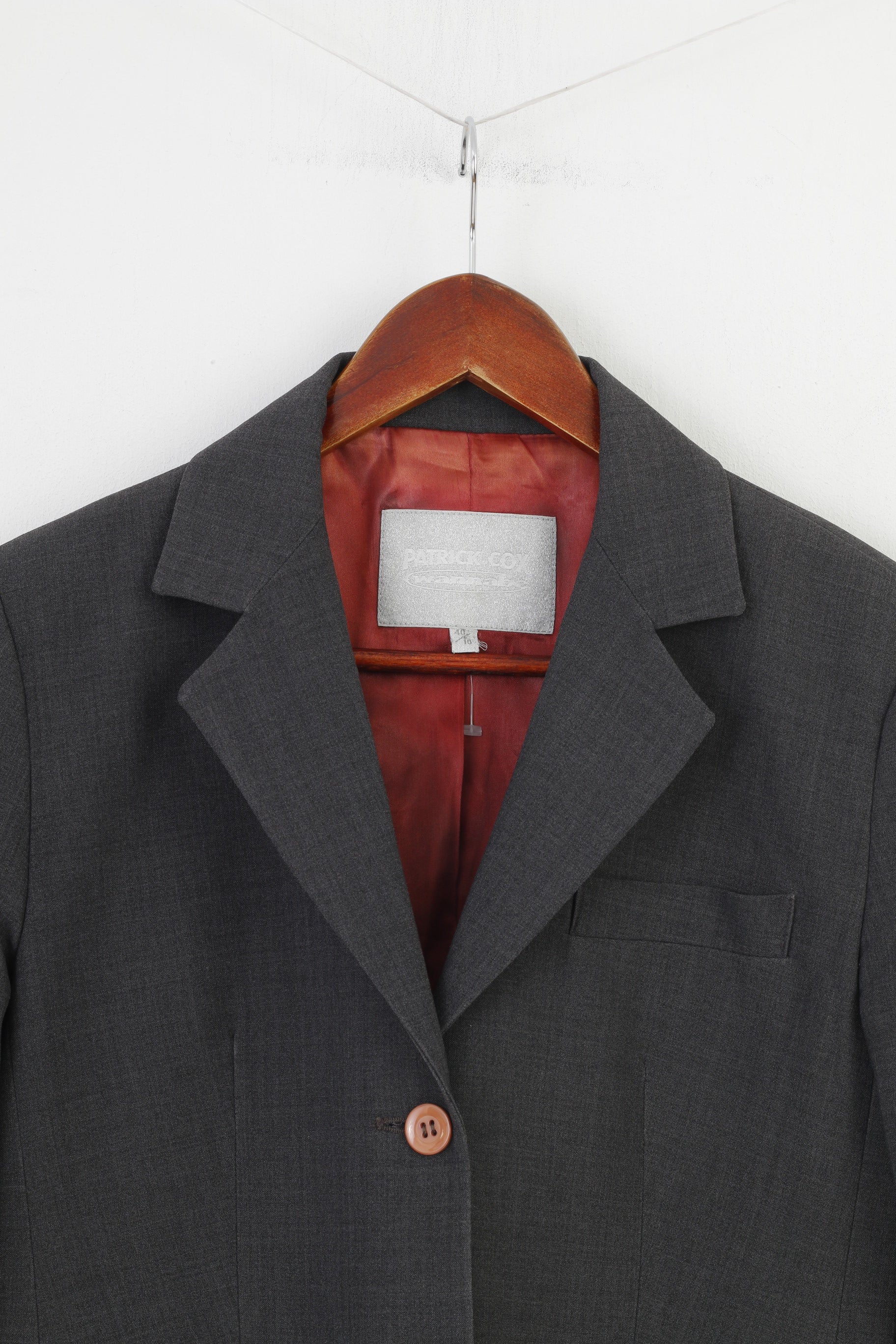 Patrick Cox Woman 40 10 Jacket Grey Long Sleeve Breasted Jacket Elegant Pockets Top - Image 2