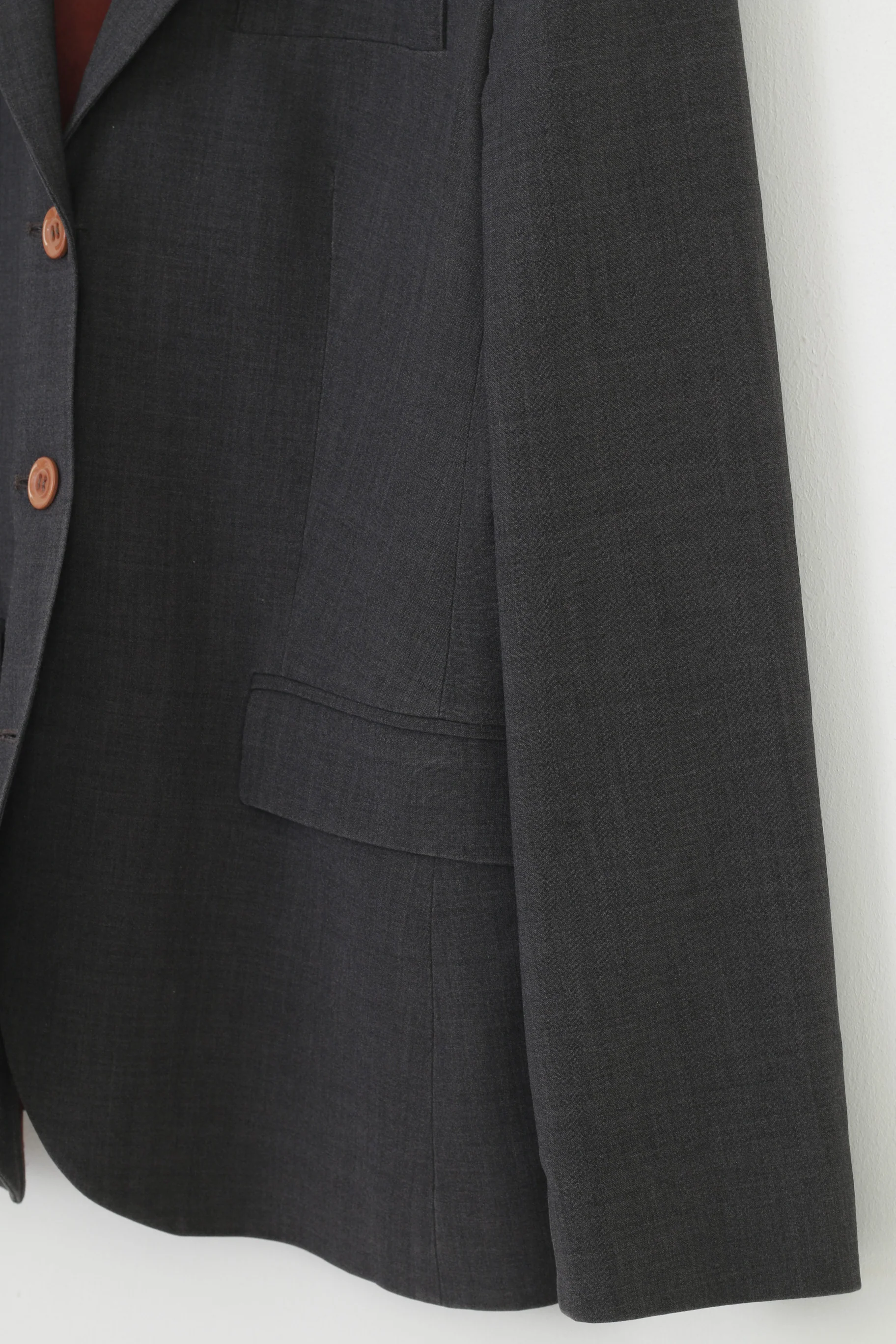 Patrick Cox Woman 40 10 Jacket Grey Long Sleeve Breasted Jacket Elegant Pockets Top - Image 3