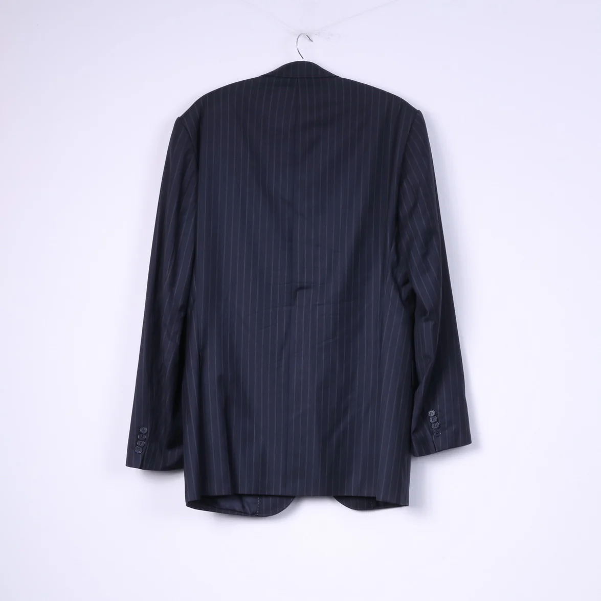 Patrick Hellmann Collection Men 110 42 Suit Navy Striped Blazer Trousers Single Breasted Wool Jacket - Image 6