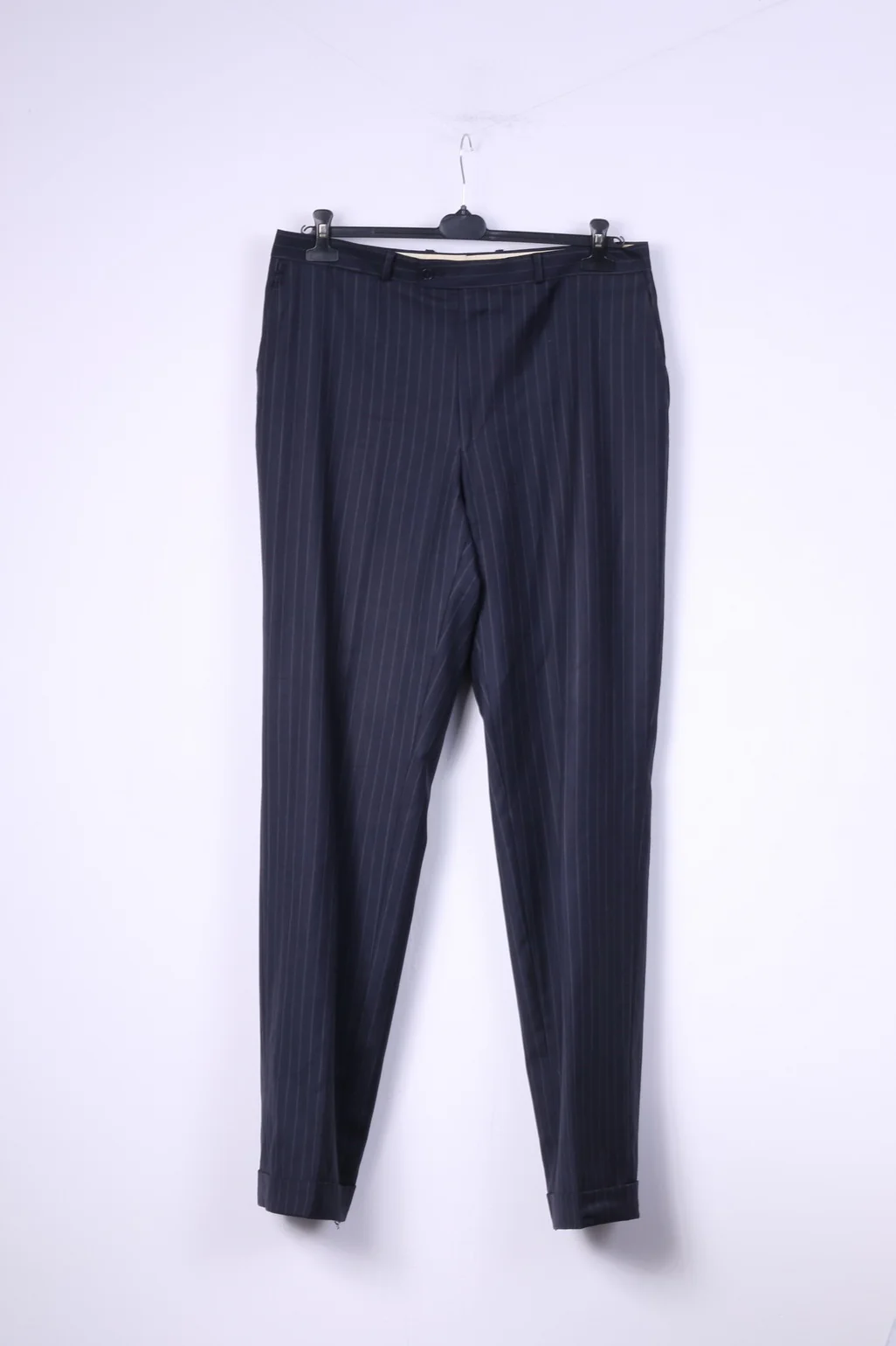 Patrick Hellmann Collection Men 110 42 Suit Navy Striped Blazer Trousers Single Breasted Wool Jacket - Image 7