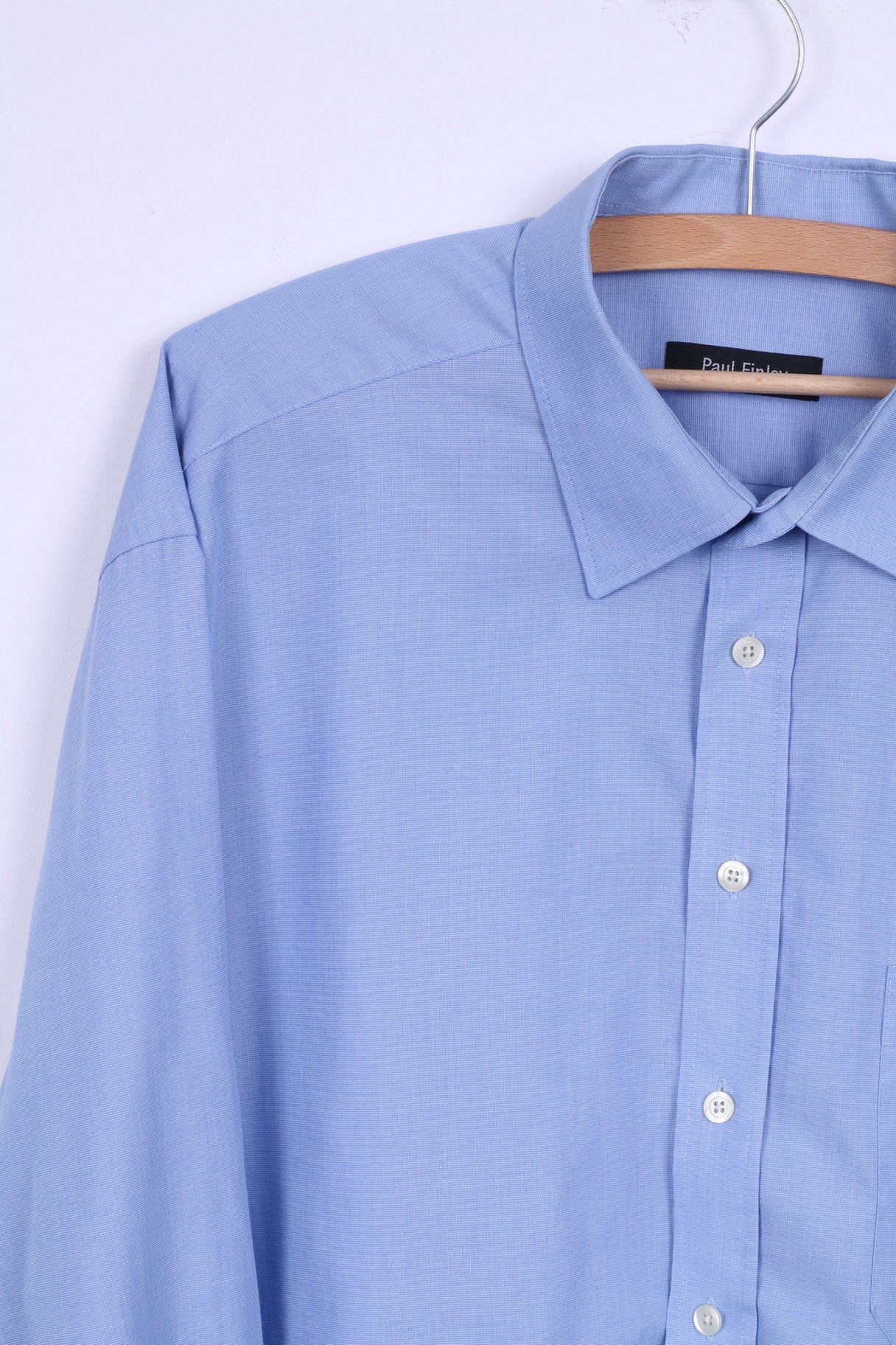 Paul Finley Mens XXL 45 Casual Shirt Blue Long Sleeve Cotton - Image 2