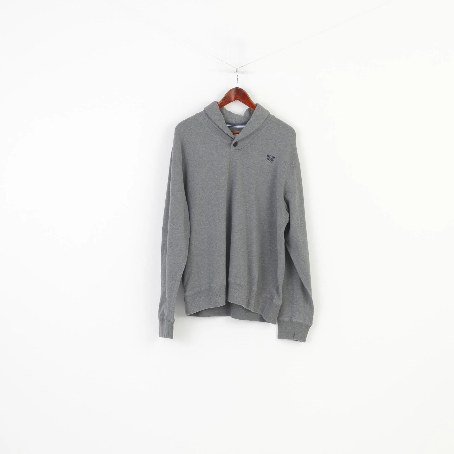 Paul Kehl Men L Sweatshirt Grey Cotton Collar Sport & Style Vintage Blouse Top