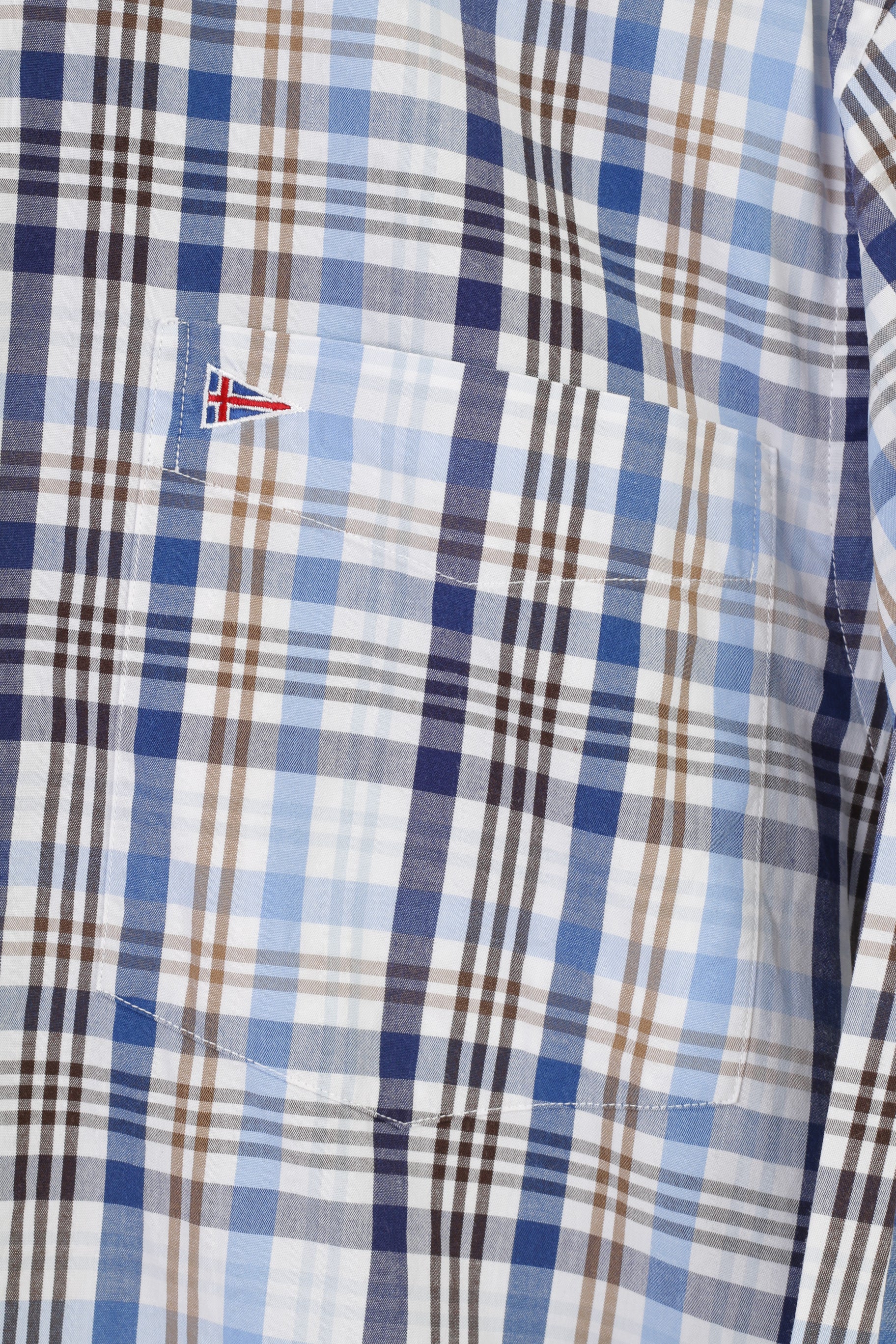 Paul R. Smith Men M Casual Shirt Blue Checked Cotton Long Sleeve Regular Fit Top - Image 4