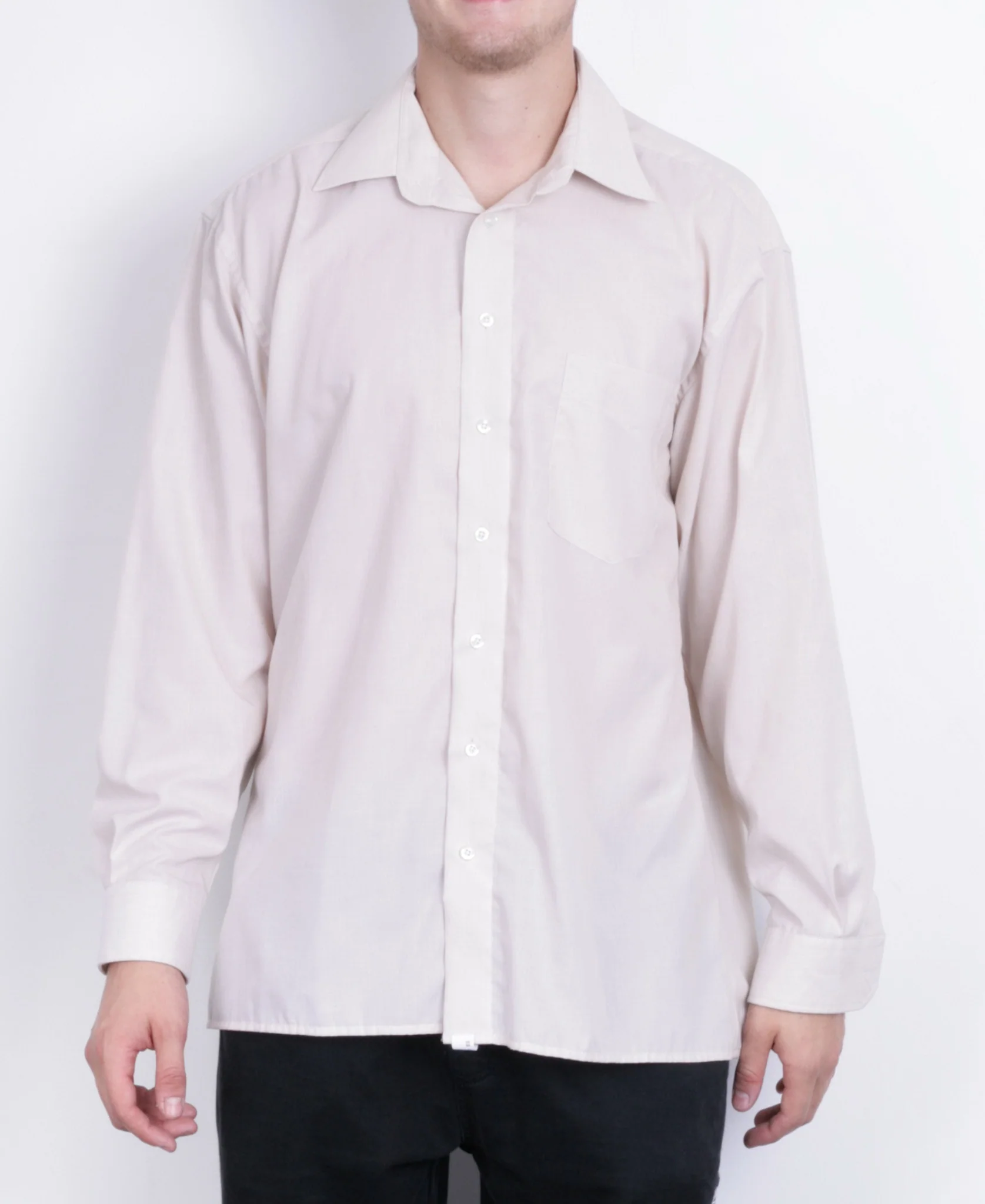 Paul R. Smith Mens 41 M Casual Shirt Beige Long Sleeve Cotton - Image 2