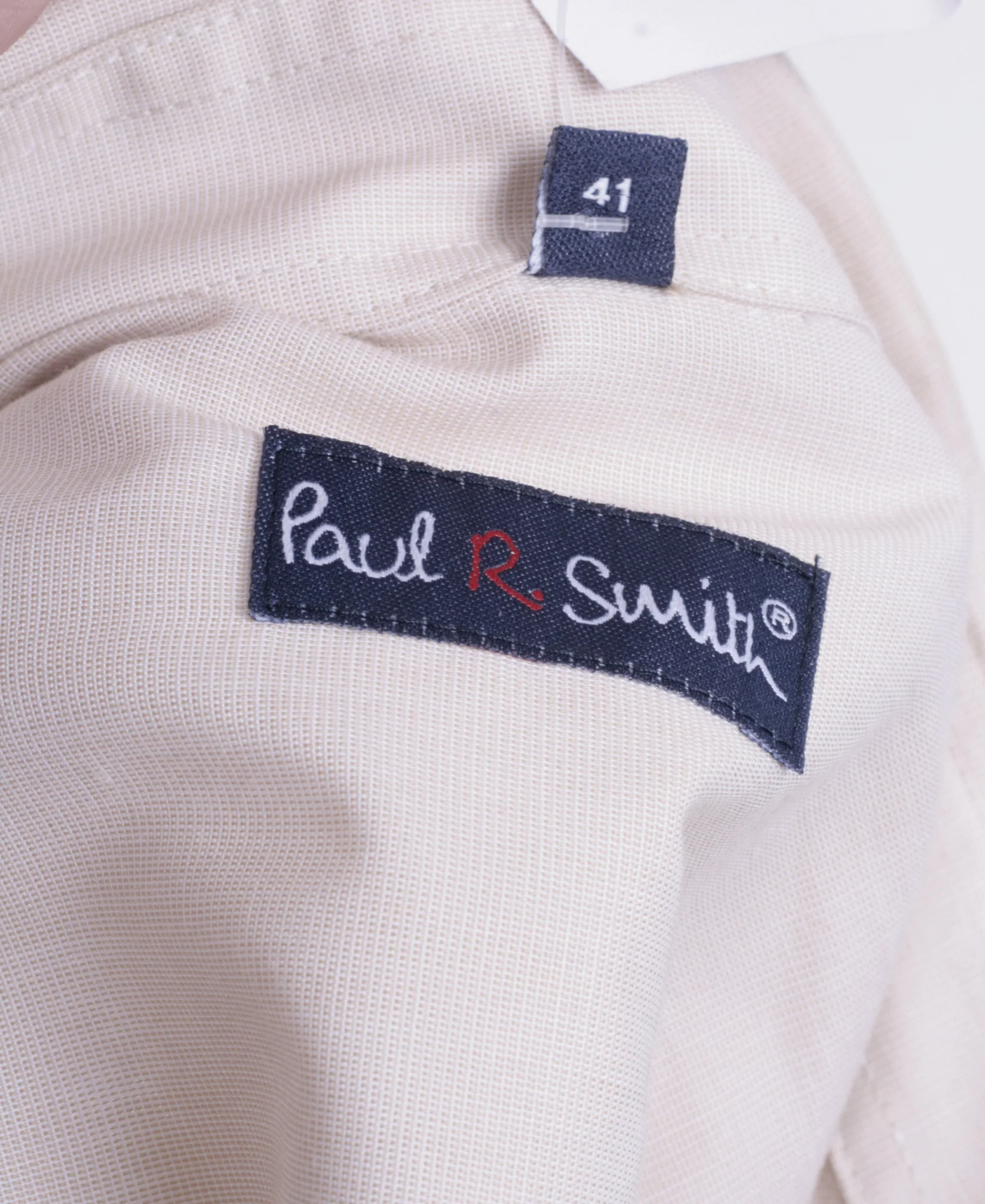 Paul R. Smith Mens 41 M Casual Shirt Beige Long Sleeve Cotton - Image 4
