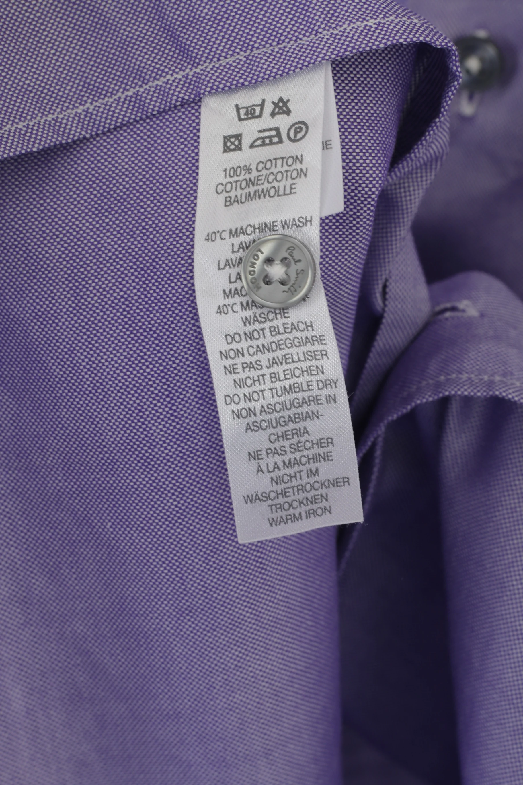 Paul Smith London Men 17.5 44 L Casual Shirt Purple Cotton Slim Fit Made in Italy Top - Image 6