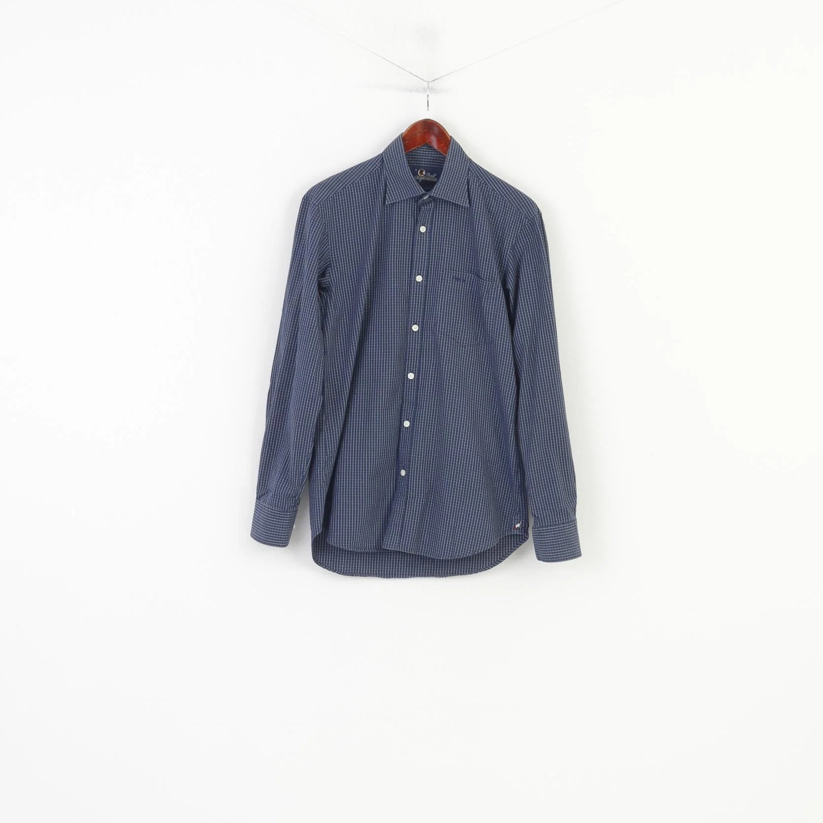 Peak Performance Men S Casual Shirt Blue Cotton Checkered Nature Long Sleeve Top - Image 2