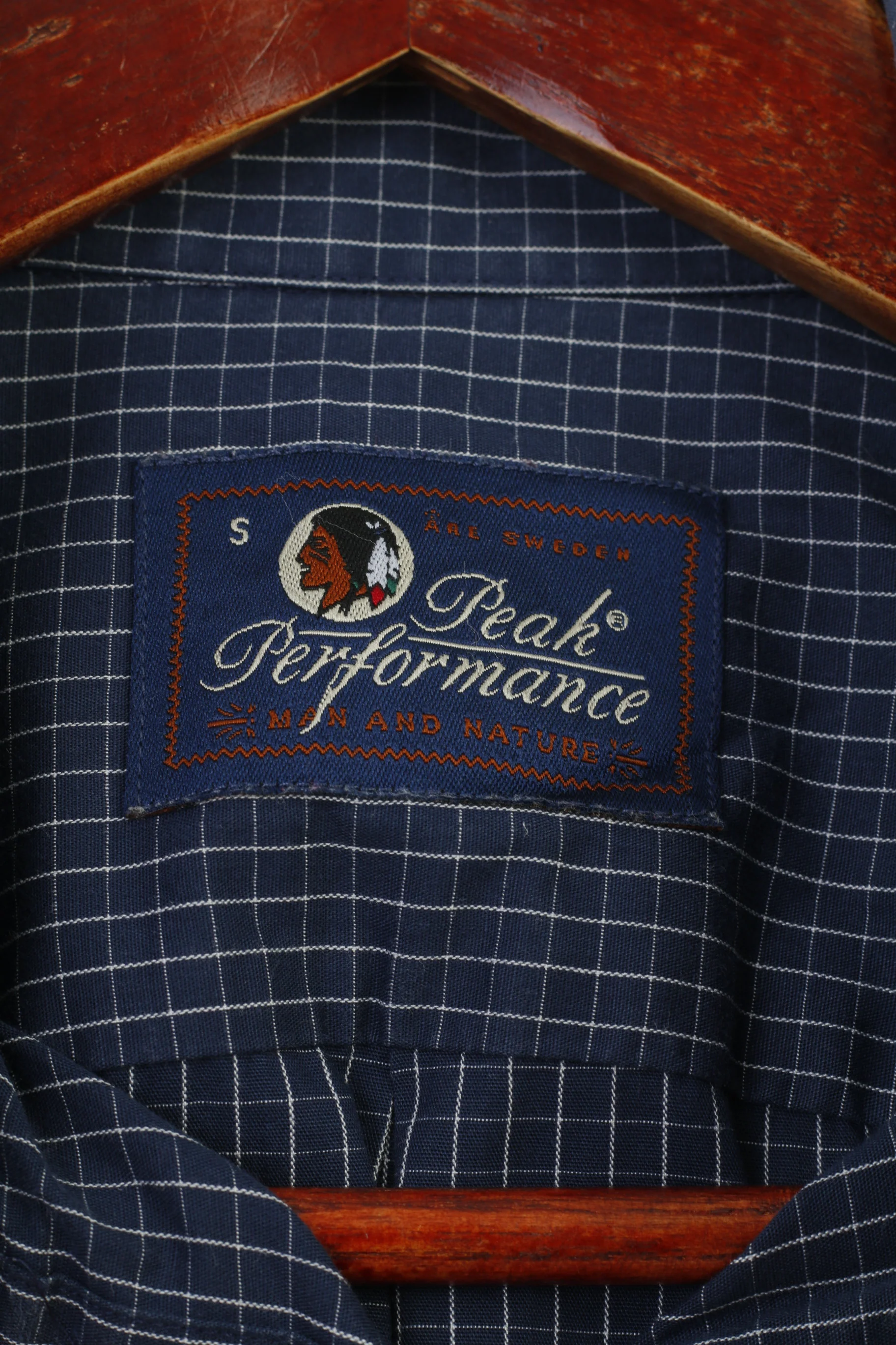 Peak Performance Men S Casual Shirt Blue Cotton Checkered Nature Long Sleeve Top - Image 7