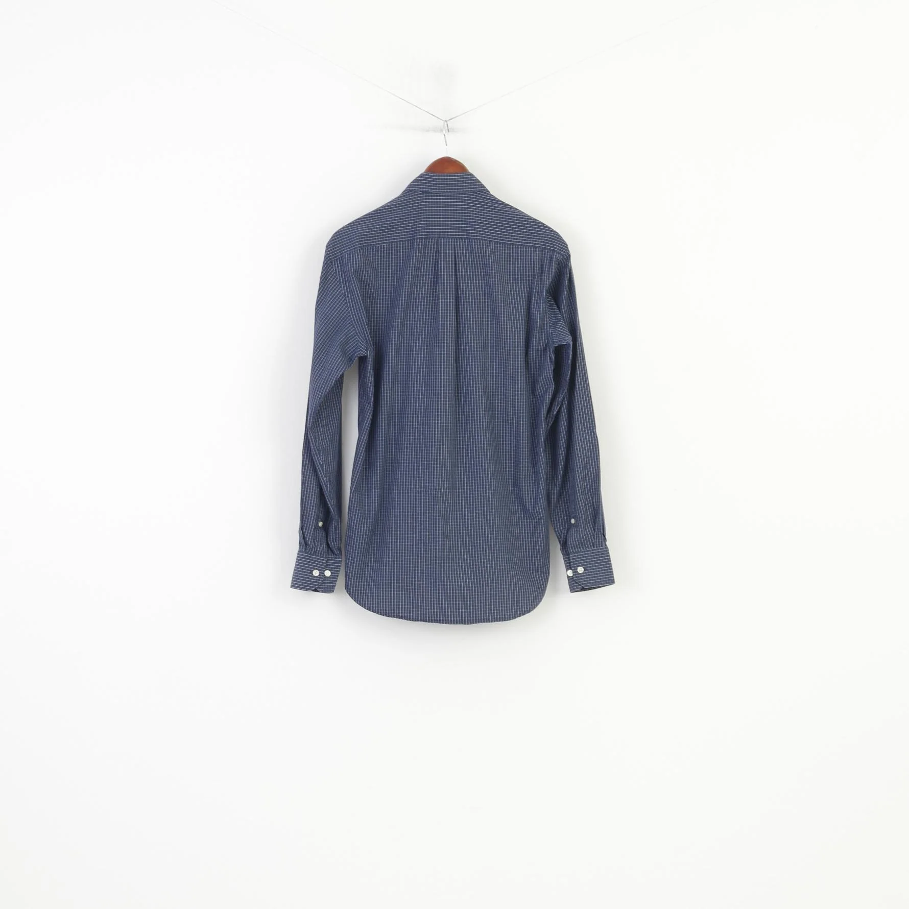 Peak Performance Men S Casual Shirt Blue Cotton Checkered Nature Long Sleeve Top - Image 9