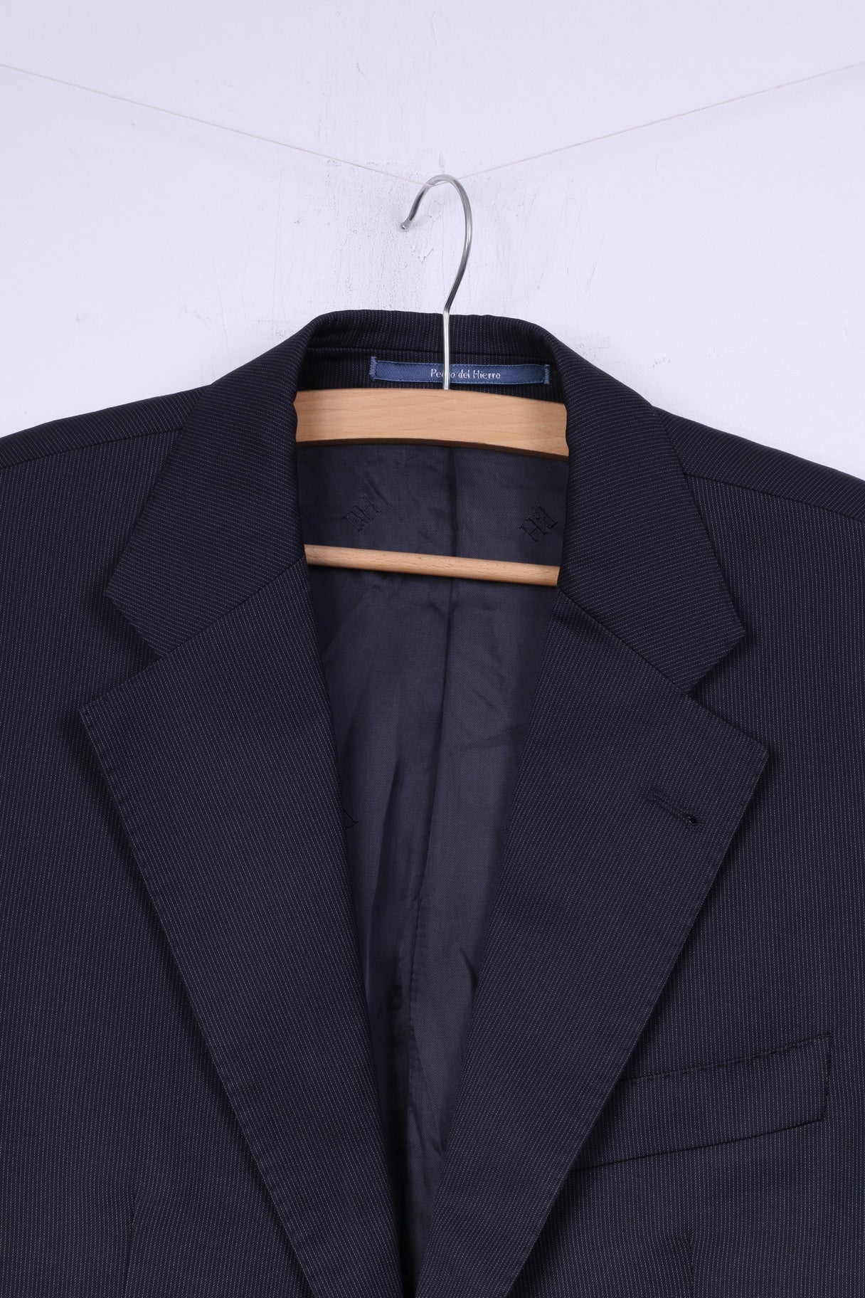 Pedro Del Hierro Mens 48 M Blazer Single Breasted Stripe Wool Top - Image 2