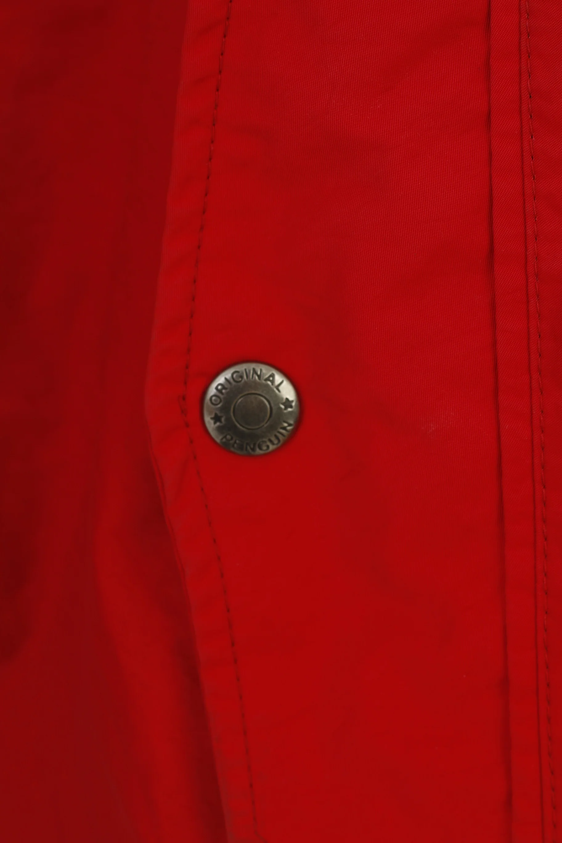 Penguin Men L Jacket Red Nylon Full Zipper Hood Outwear Top - Image 5