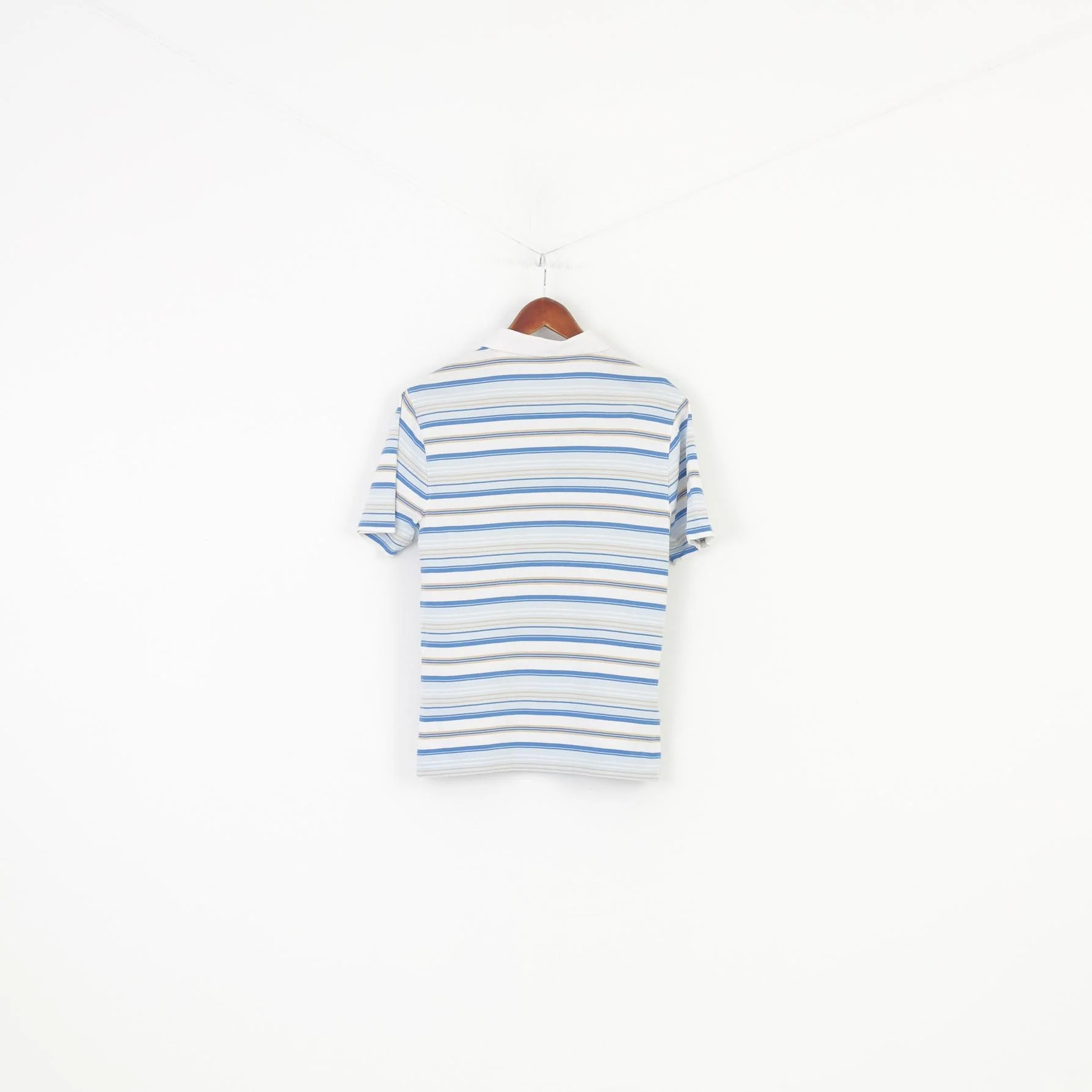 Penguin Men M Polo Shirt Striped Blue Cotton Heritage Slim Fit Collar Short Sleeve Top - Image 8