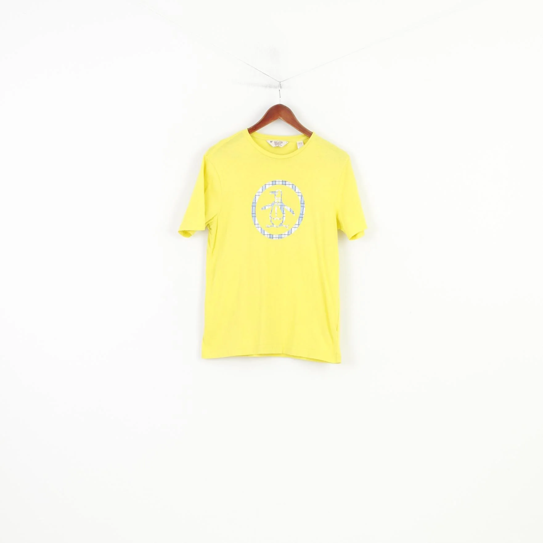 Penguin Men S T-Shirt Yellow Cotton Crew Neck Summer Penguin Graphic Top