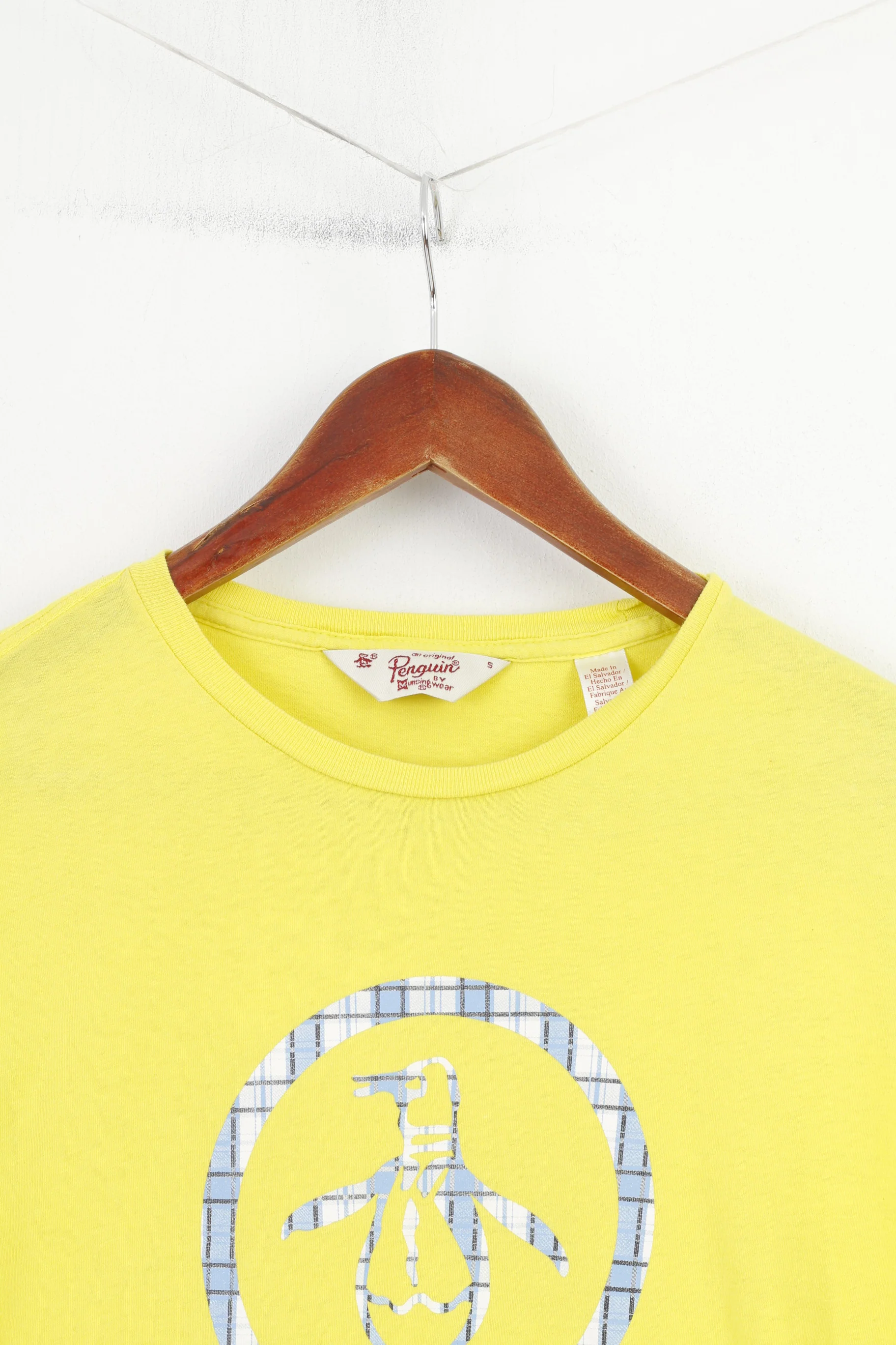 Penguin Men S T-Shirt Yellow Cotton Crew Neck Summer Penguin Graphic Top - Image 2