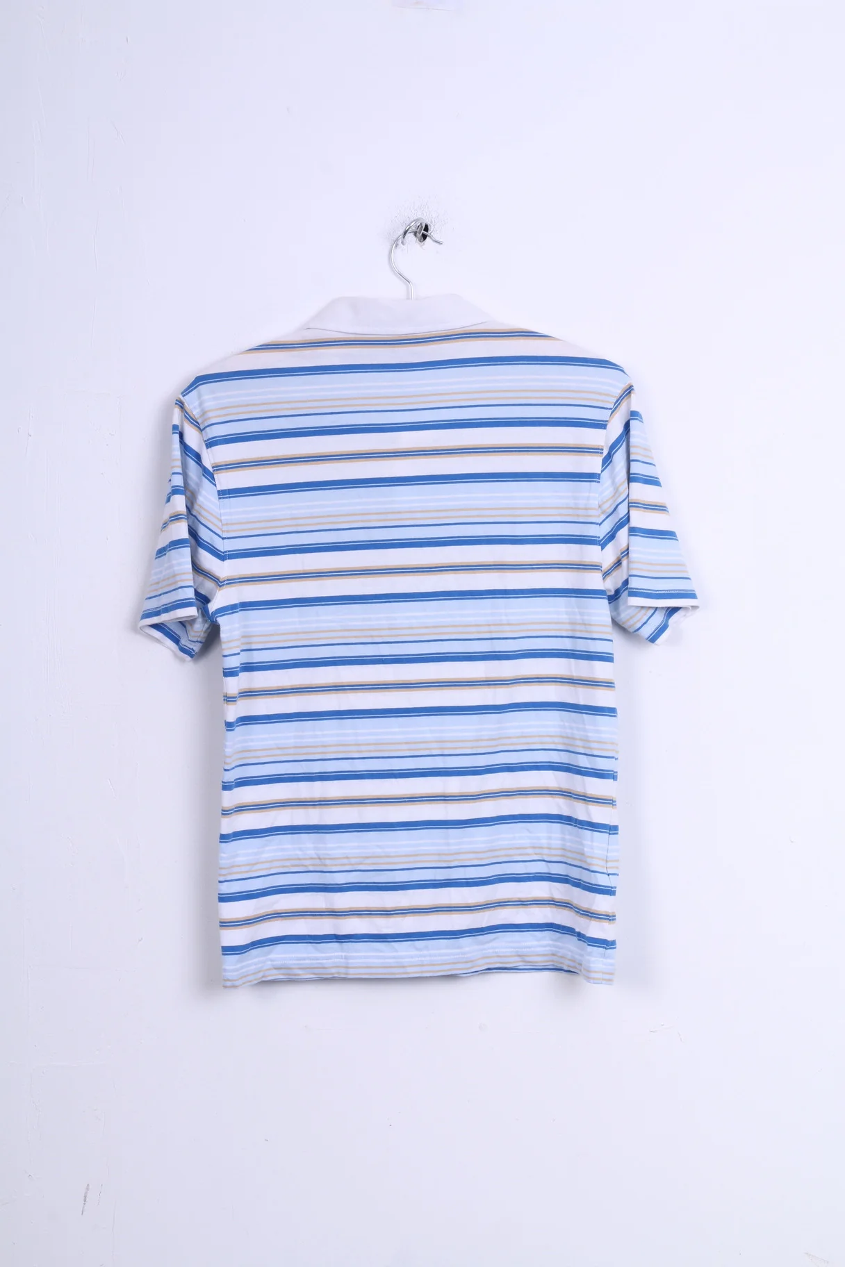 Penguin Mens M Polo Shirt White Short Sleeve Cotton Striped - Image 5