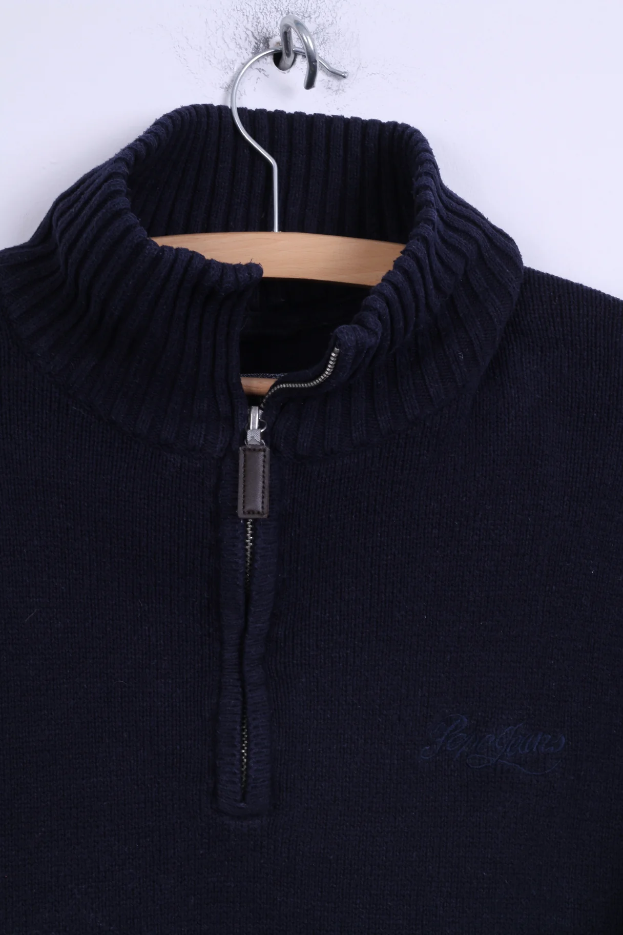 Pepe Jeans London Womens XL Jumper Zip Neck Sweater Navy Cotton - Image 3