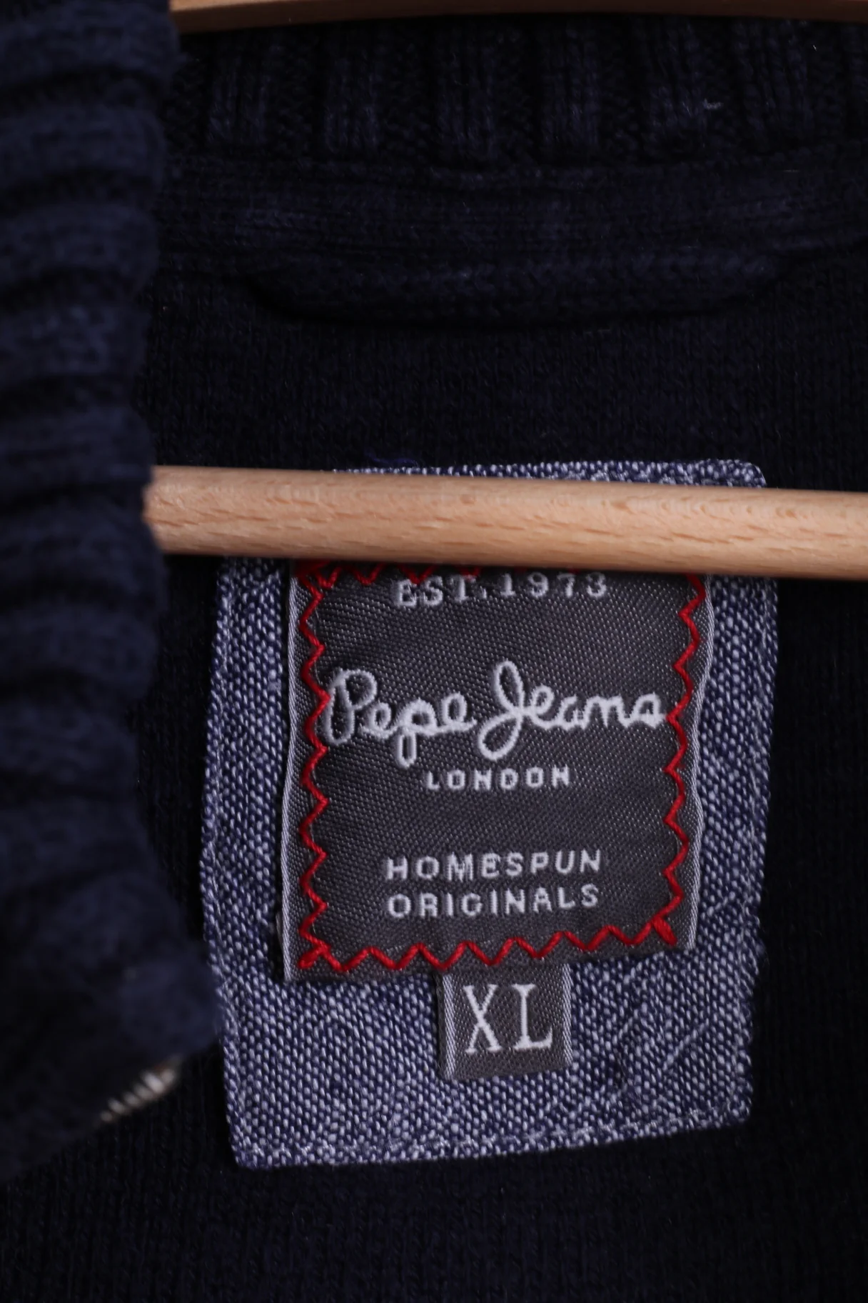 Pepe Jeans London Womens XL Jumper Zip Neck Sweater Navy Cotton - Image 4