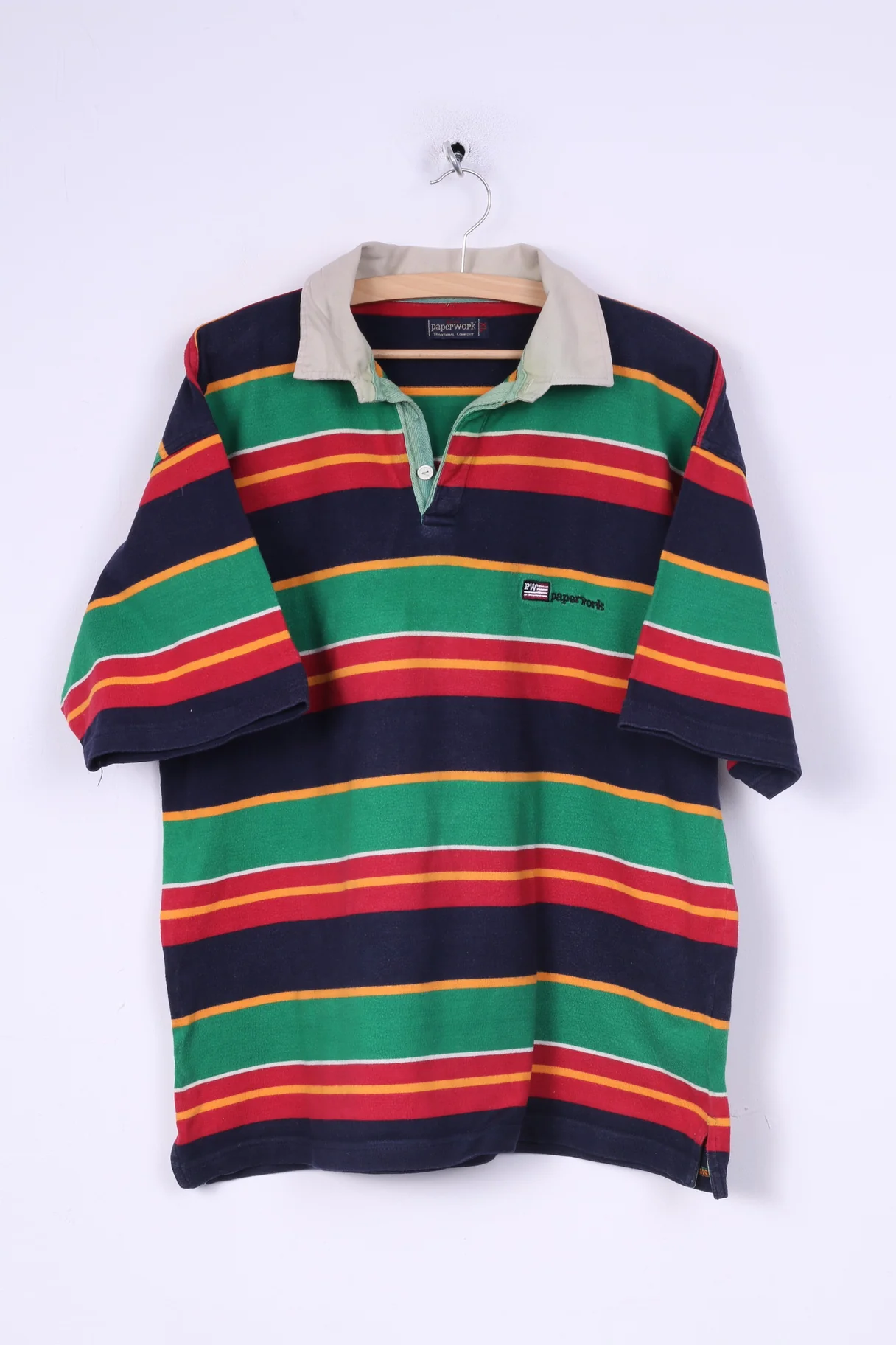 Peper Work Mens XL Polo Shirt Striped Multicolor Short Sleeve Cotton