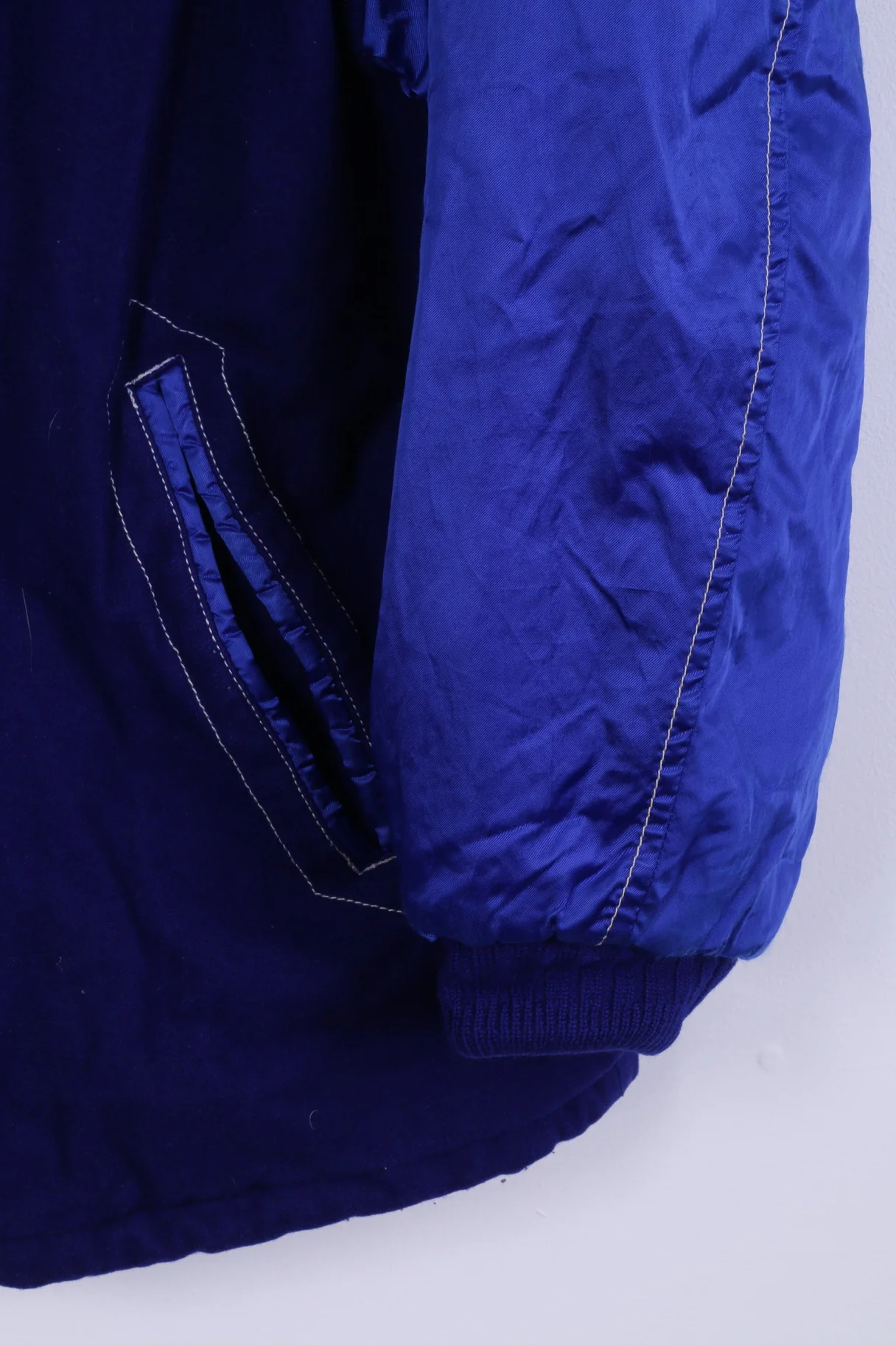 Pepper Mens M Bomber Jacket Navy Padded Hooded Wool Nylon Blend Outdoor Vintage Top - Image 3