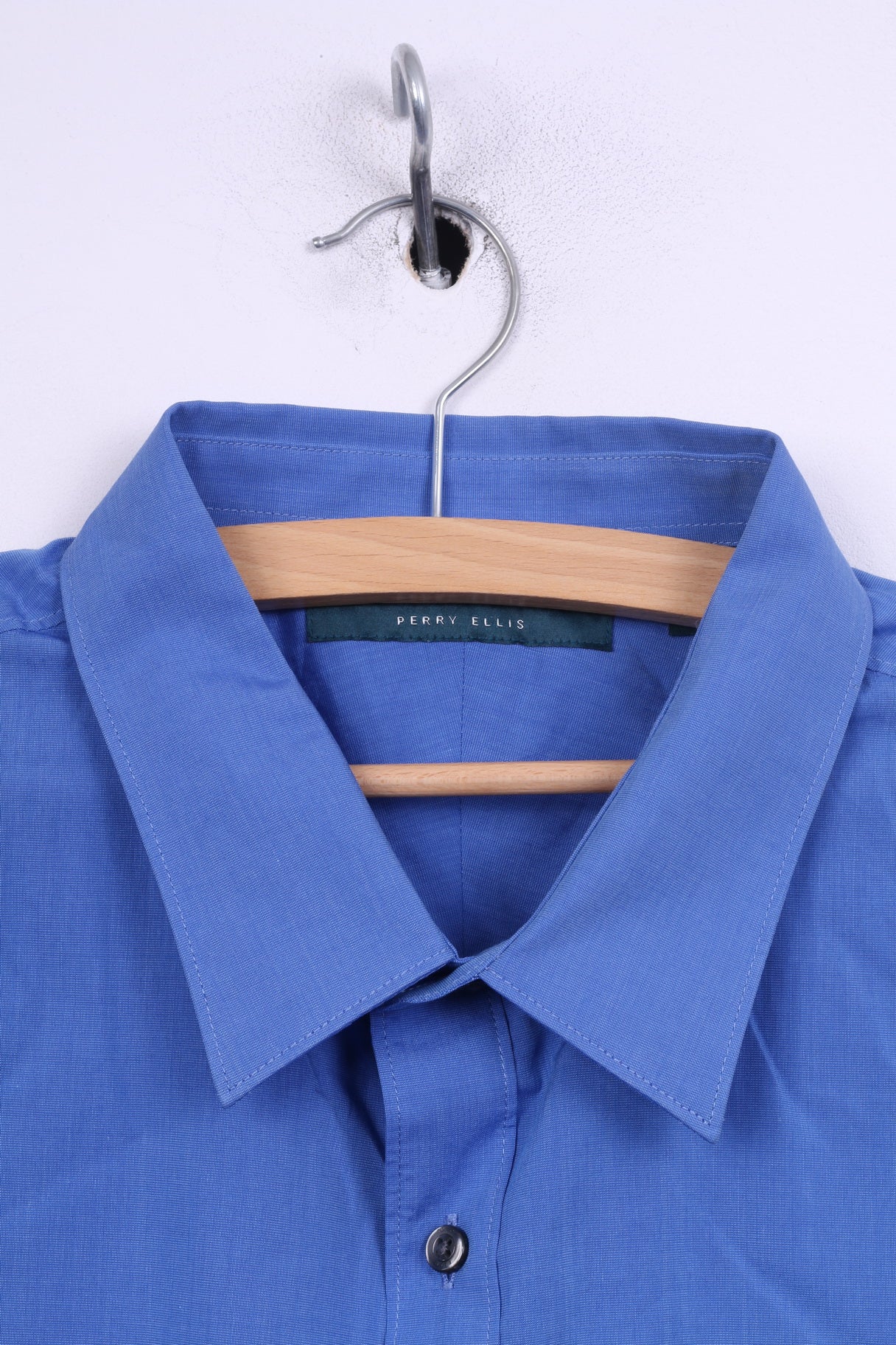 Perry Ellis Mens 2XL Casual Shirt Blue Cotton Long Sleeve - Image 2
