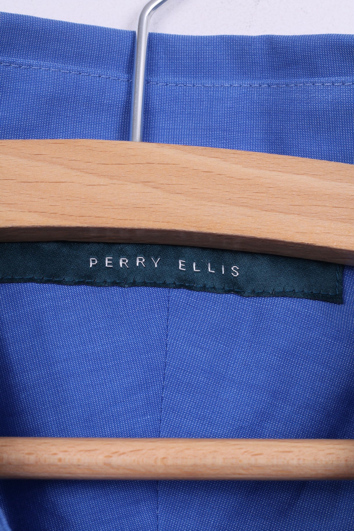 Perry Ellis Mens 2XL Casual Shirt Blue Cotton Long Sleeve - Image 4