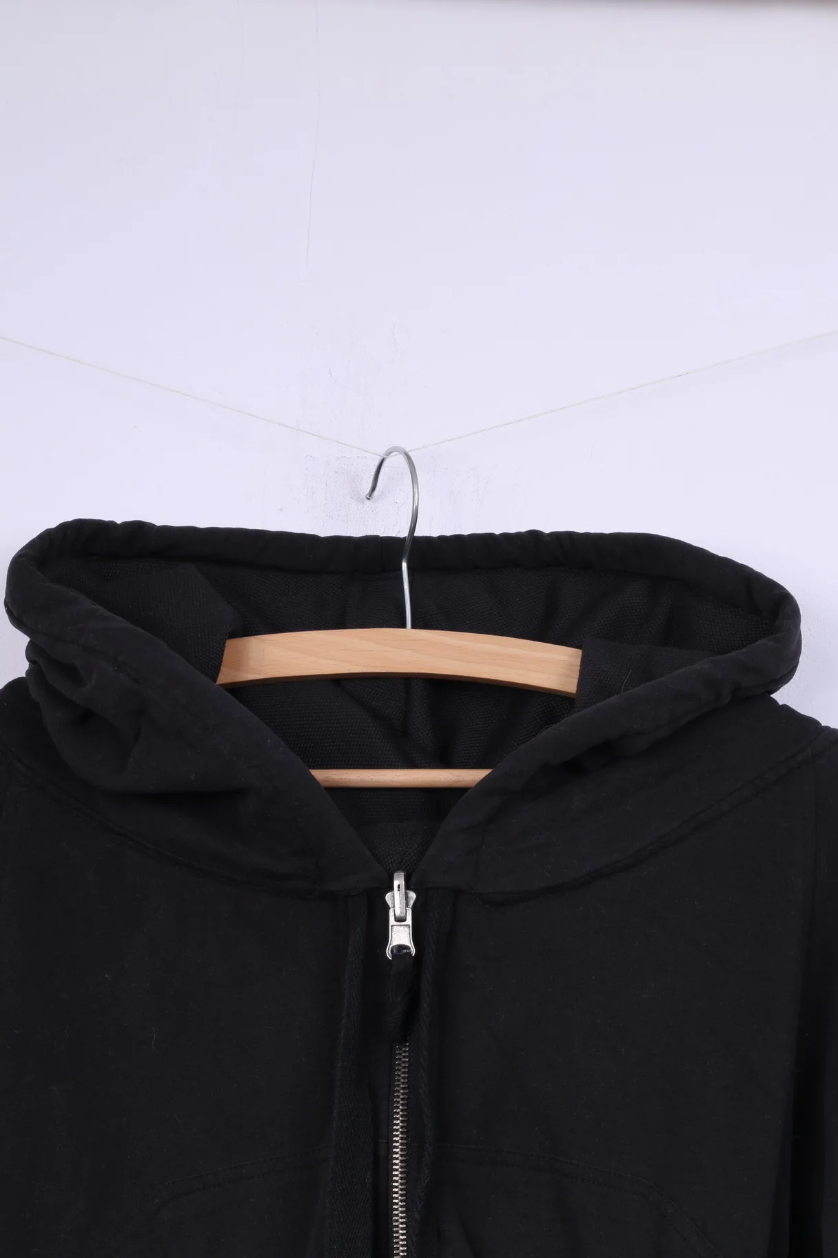 Phard Women S Sweatshirt Black Flounce Cotton Hooded Full Zipper Top - Image 2