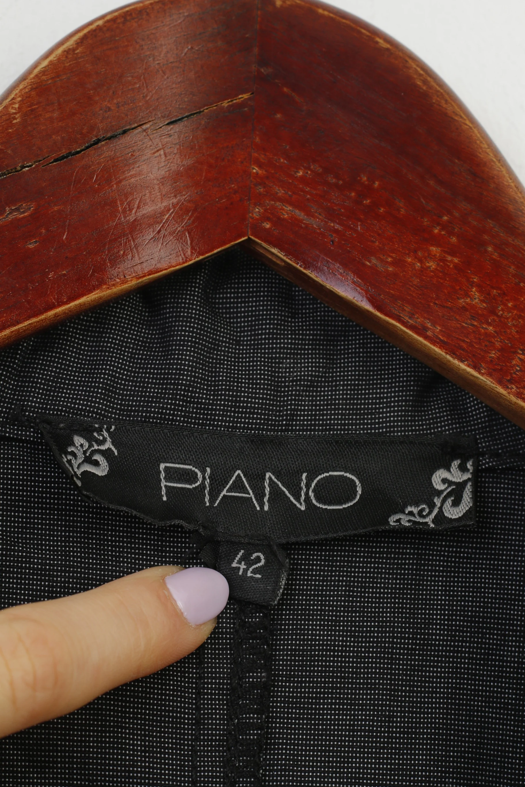 Piano Women 42 L Coat Gray Cotton Vintage Lightweight Buttoned Pockets Casual Top - Image 4