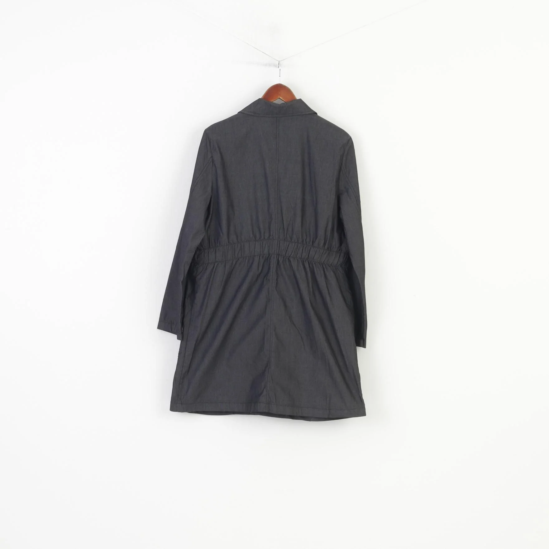 Piano Women 42 L Coat Gray Cotton Vintage Lightweight Buttoned Pockets Casual Top - Image 6