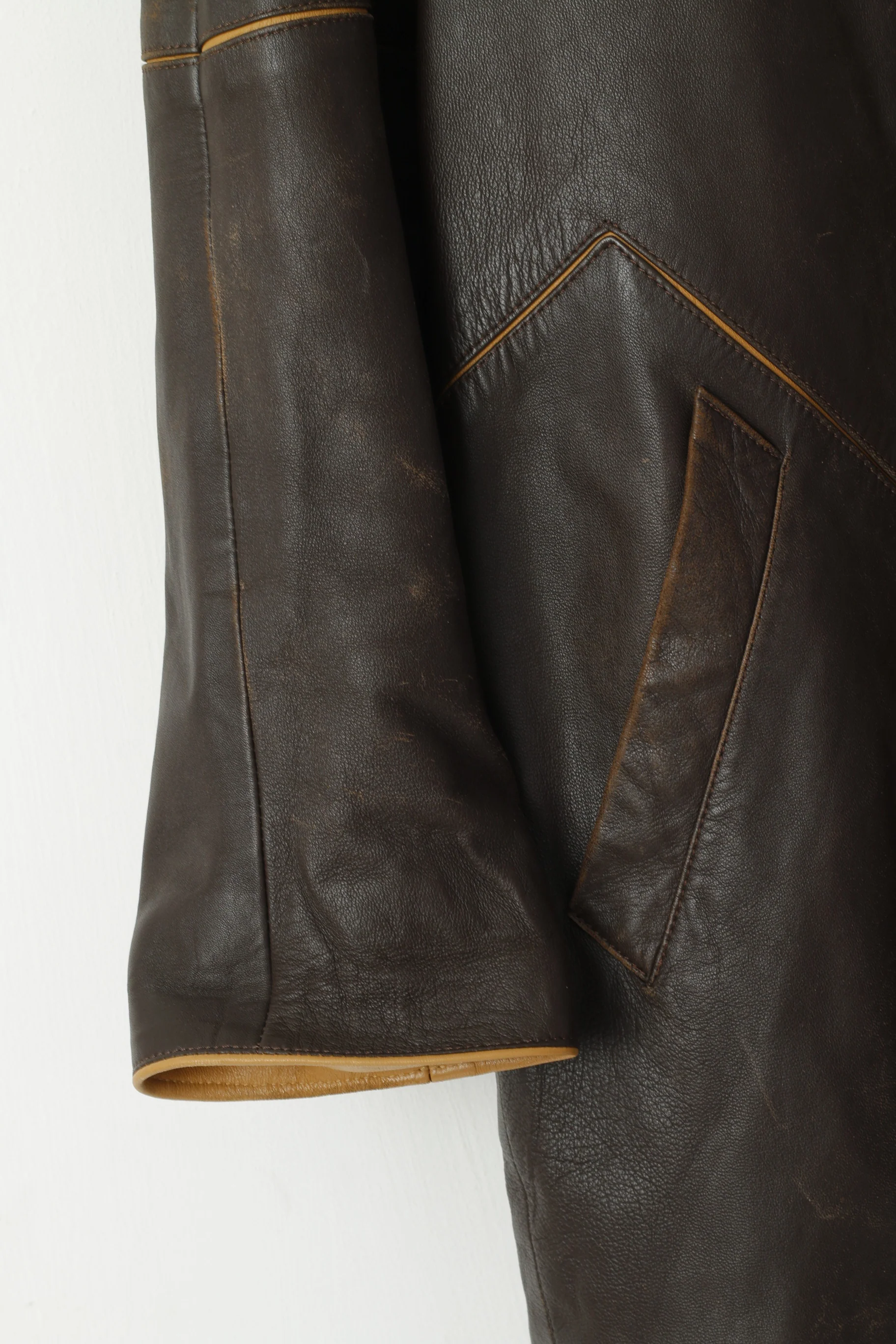 Pieles Mijas Women 38 S Jacket Brown Leather Soft Cow Skin Single Breasted Top - Image 4