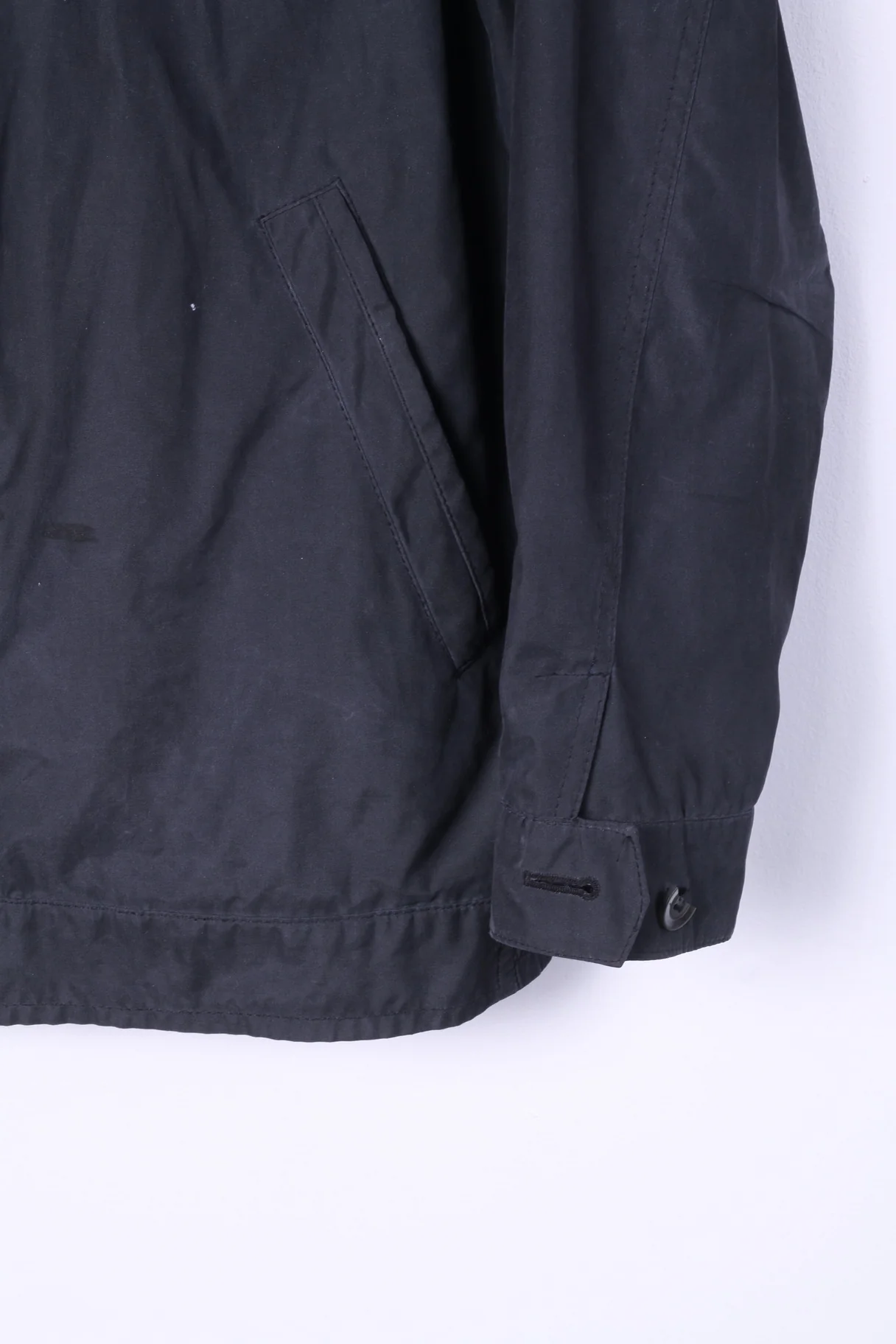 Pier Angelin Mens 44 54 XL Bomber Jacket Lightweight Navy Buttoned Top - Image 3