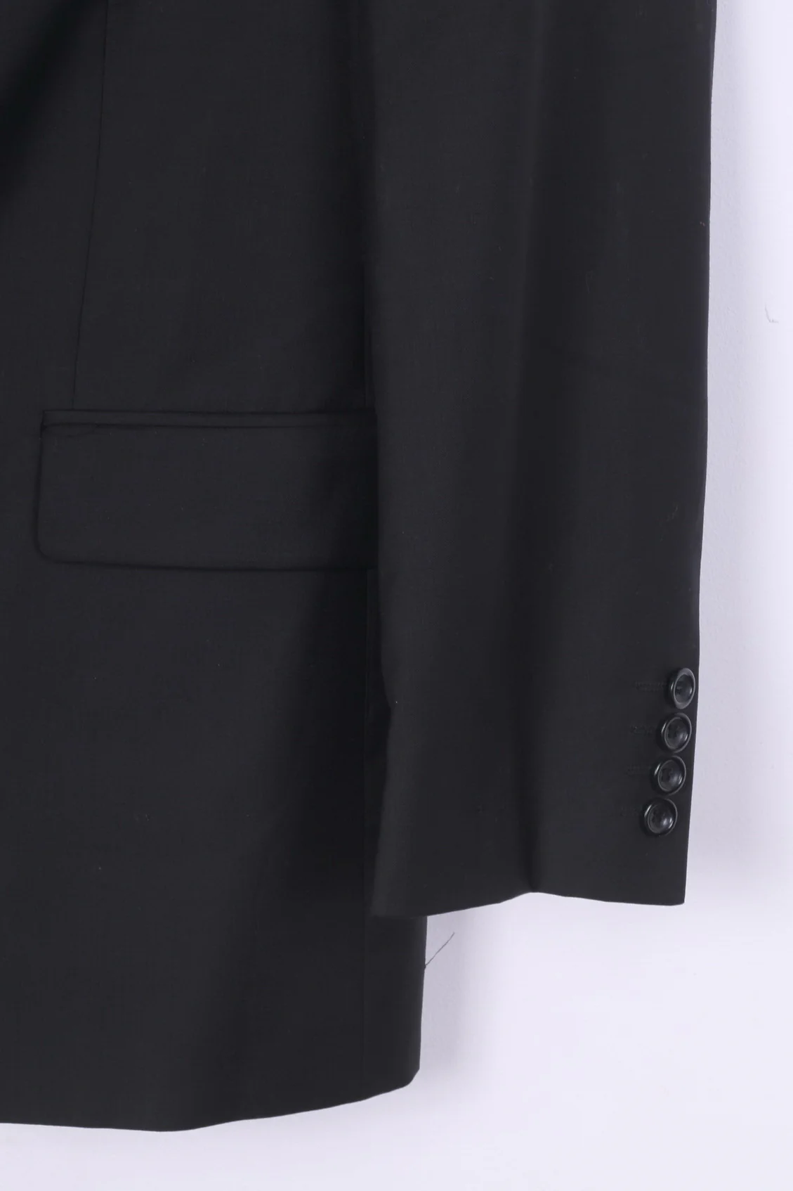 Pierluigi Mens 50 M Blazer Single Breasted Jacket Shoulder Pads Black Wool Model 3000G - Image 3