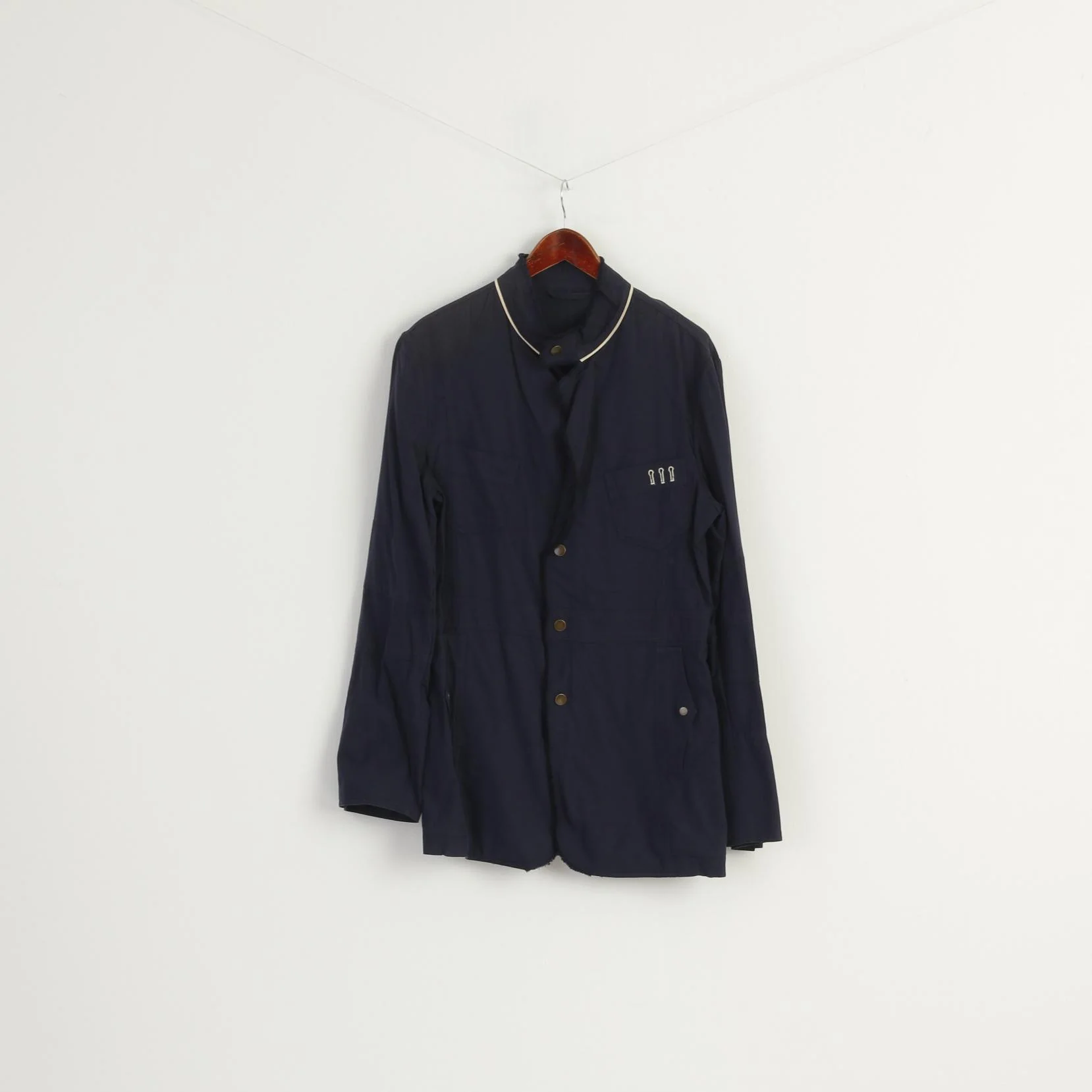 Pierre Cardin Paris Men 50 40 Blazer Navy Cotton Marine Snaps Casual Light Jacket - Image 2