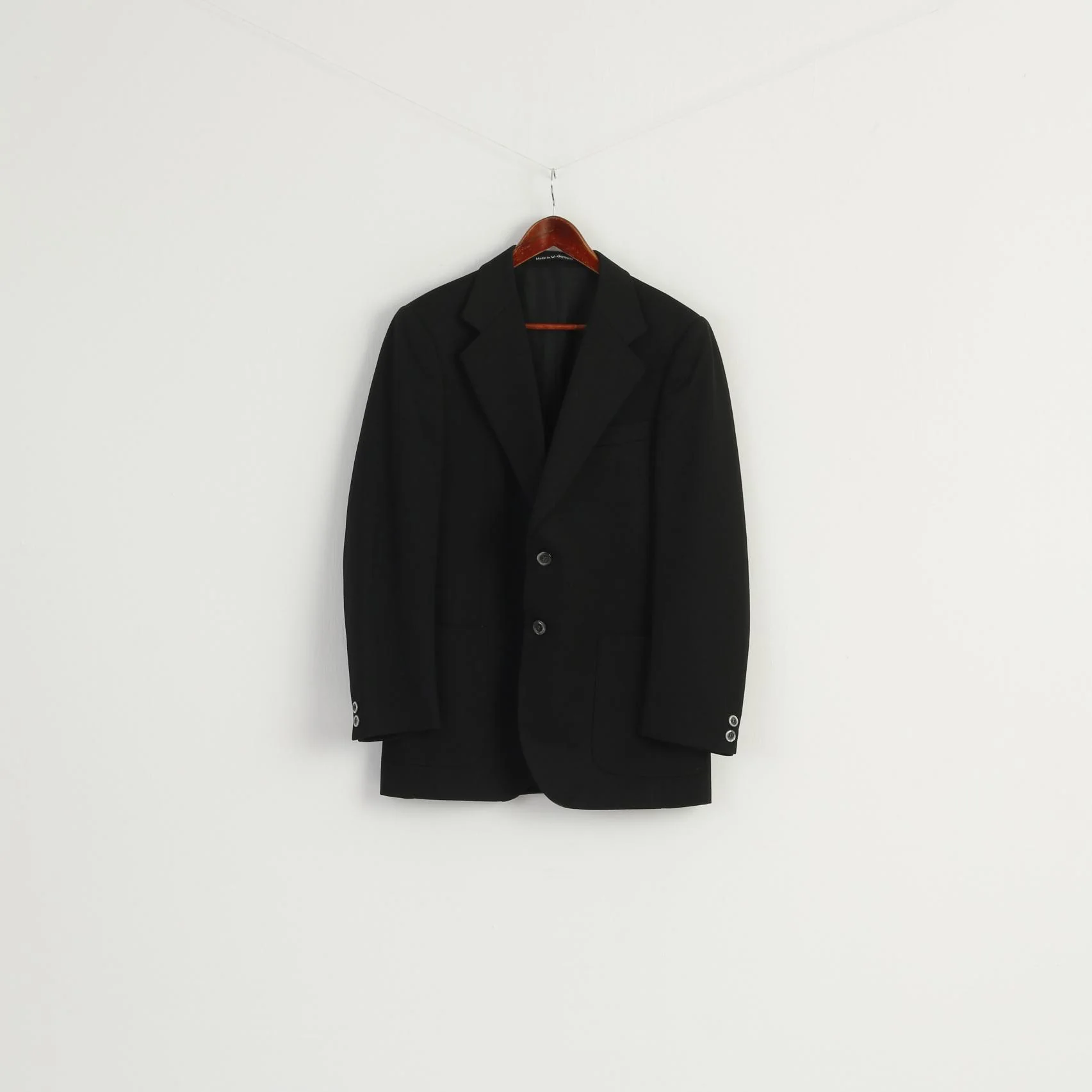BOKER Herne Men 40 Blazer Black Wool Blend Vintage West Germany Jacket