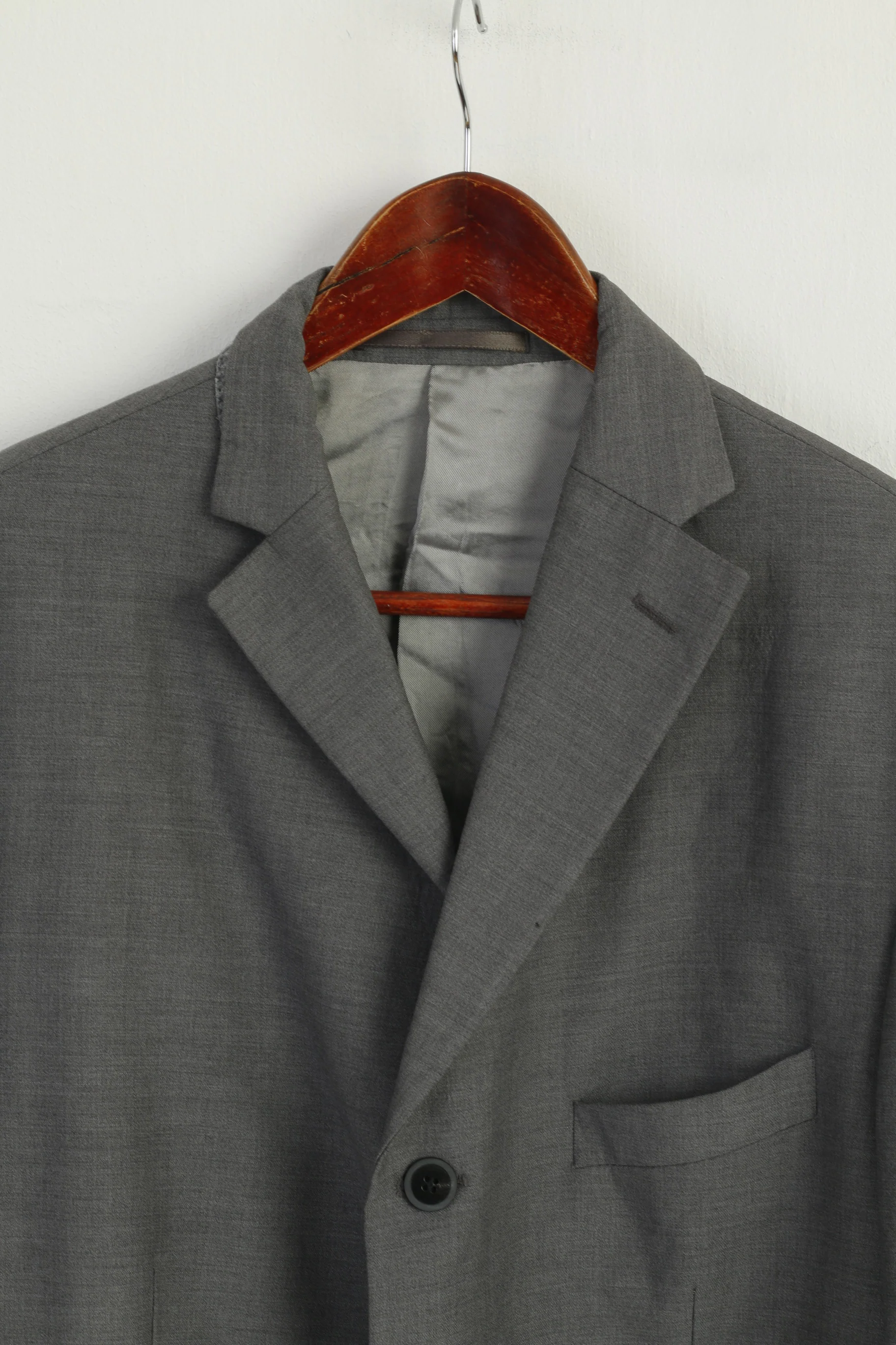 Pierre Cardin Men 44 Long Blazer Gray Shiny 100% Wool Super 100 Vintage Jacket - Image 3