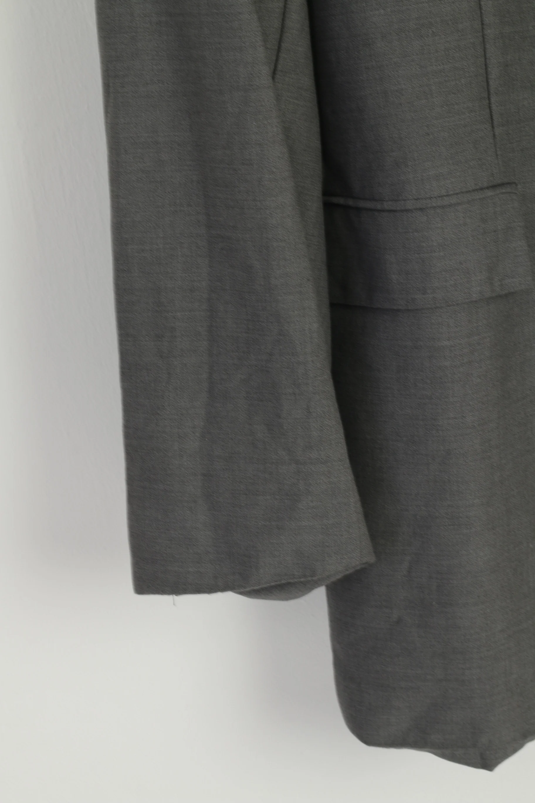 Pierre Cardin Men 44 Long Blazer Gray Shiny 100% Wool Super 100 Vintage Jacket - Image 4
