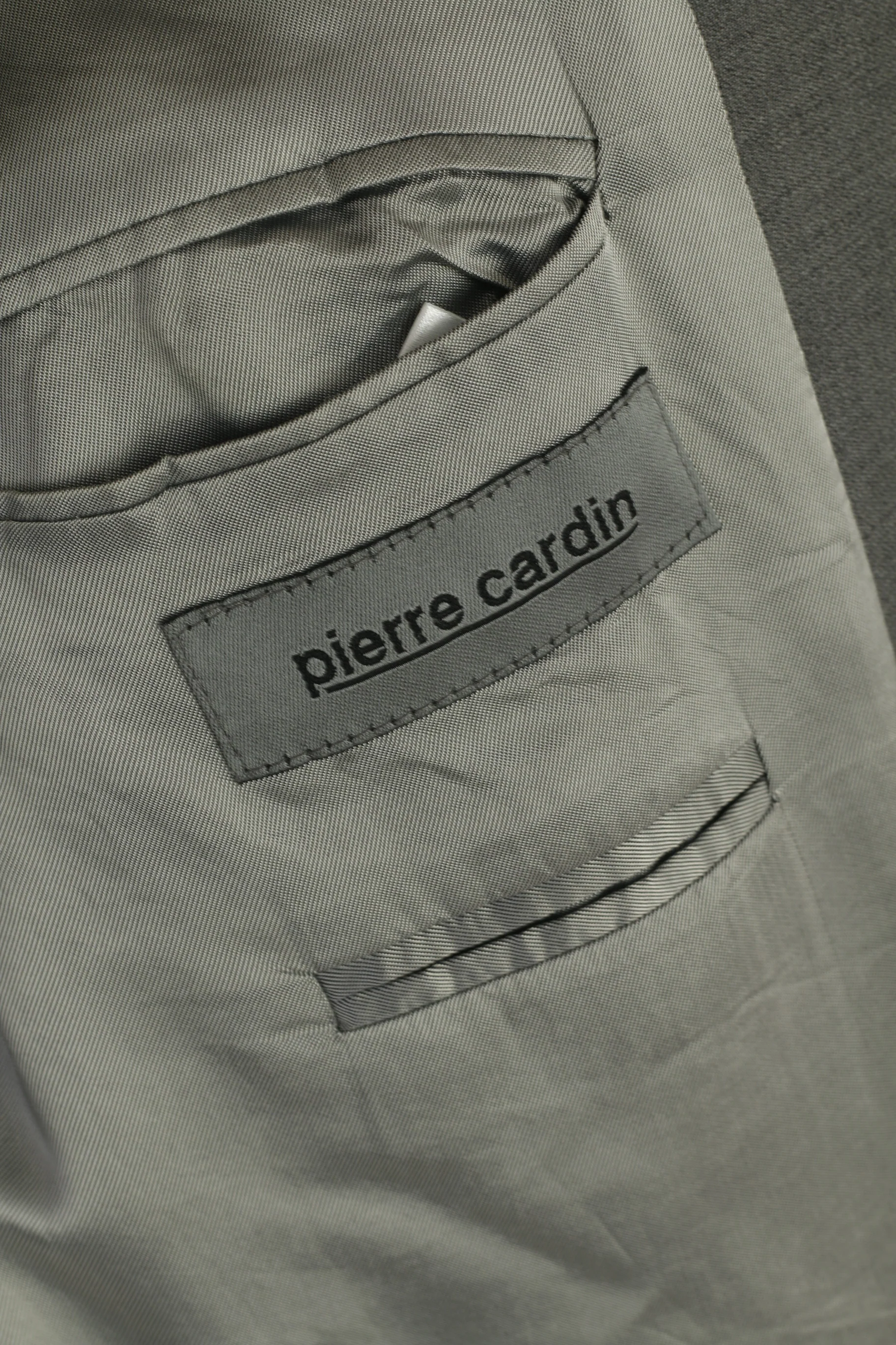 Pierre Cardin Men 44 Long Blazer Gray Shiny 100% Wool Super 100 Vintage Jacket - Image 6