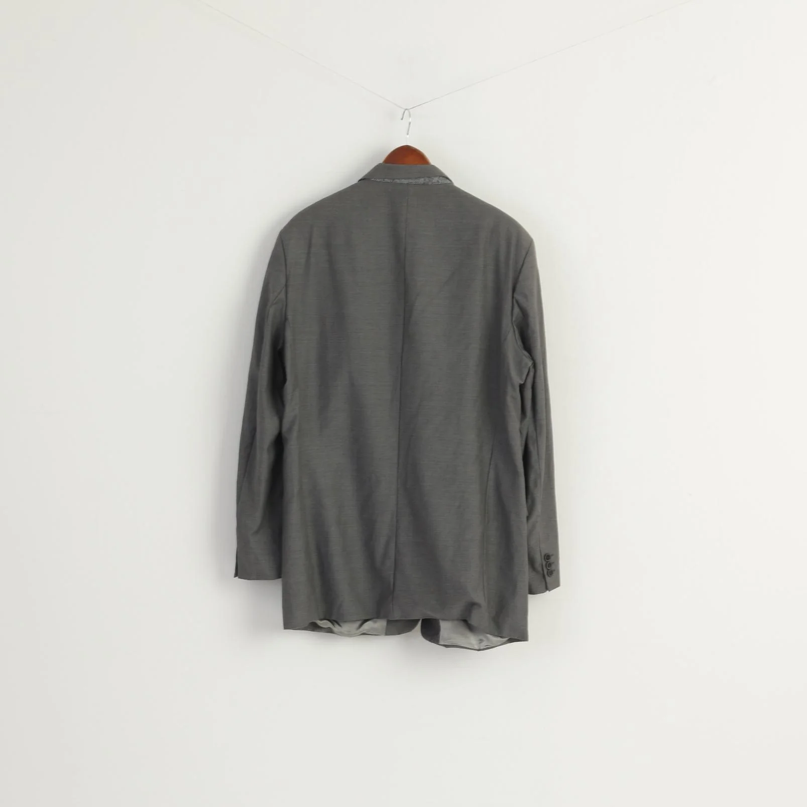 Pierre Cardin Men 44 Long Blazer Gray Shiny 100% Wool Super 100 Vintage Jacket - Image 8