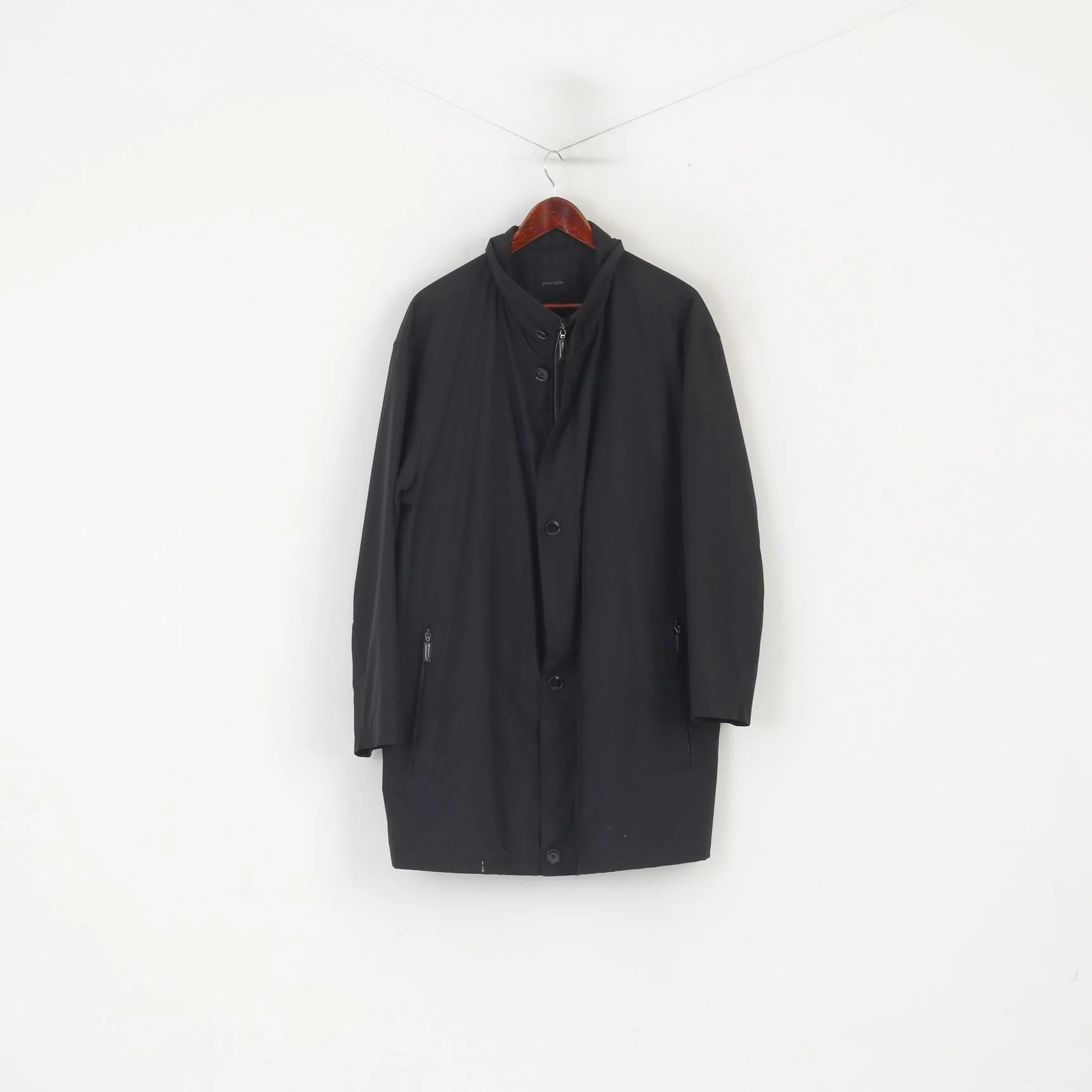 Pierre Cardin Men 56 XL Jacket Long Black Lightweight Full Zipper Classic Casual Coat - Image 2