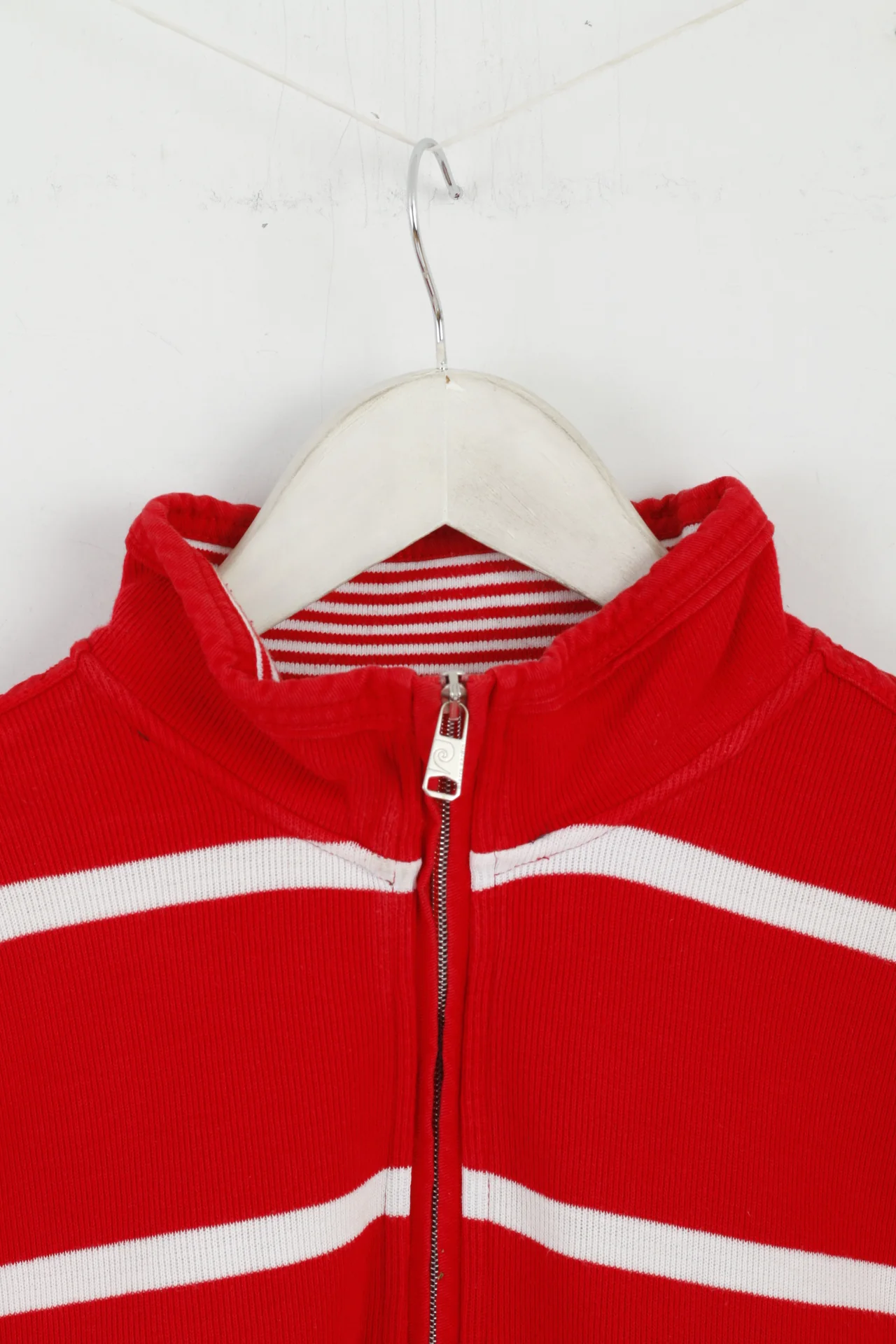Pierre Cardin Men M Jumper Red Striped Cotton French Style Zip Neck Sweater - Image 3