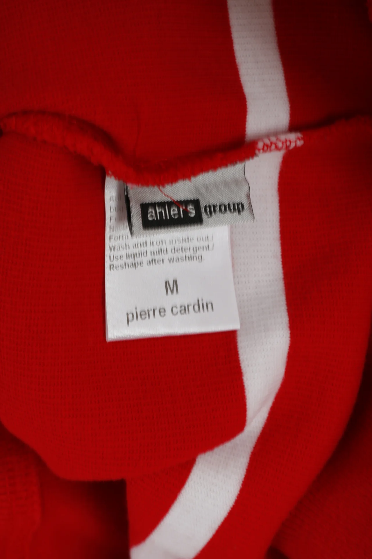 Pierre Cardin Men M Jumper Red Striped Cotton French Style Zip Neck Sweater - Image 7