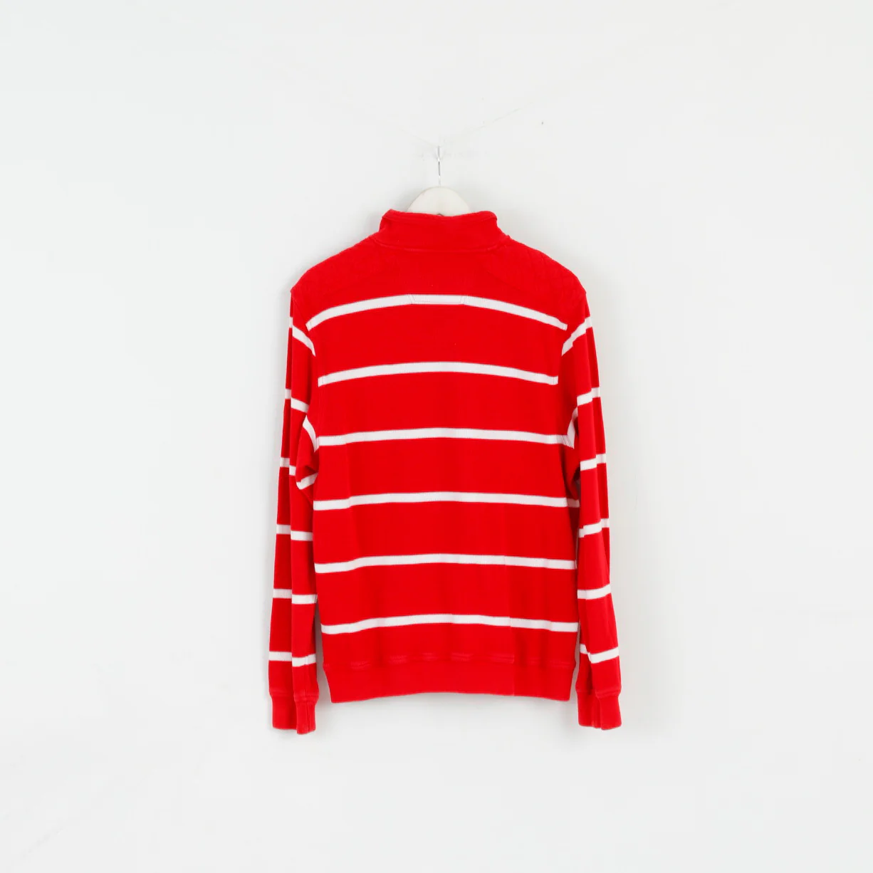 Pierre Cardin Men M Jumper Red Striped Cotton French Style Zip Neck Sweater - Image 8