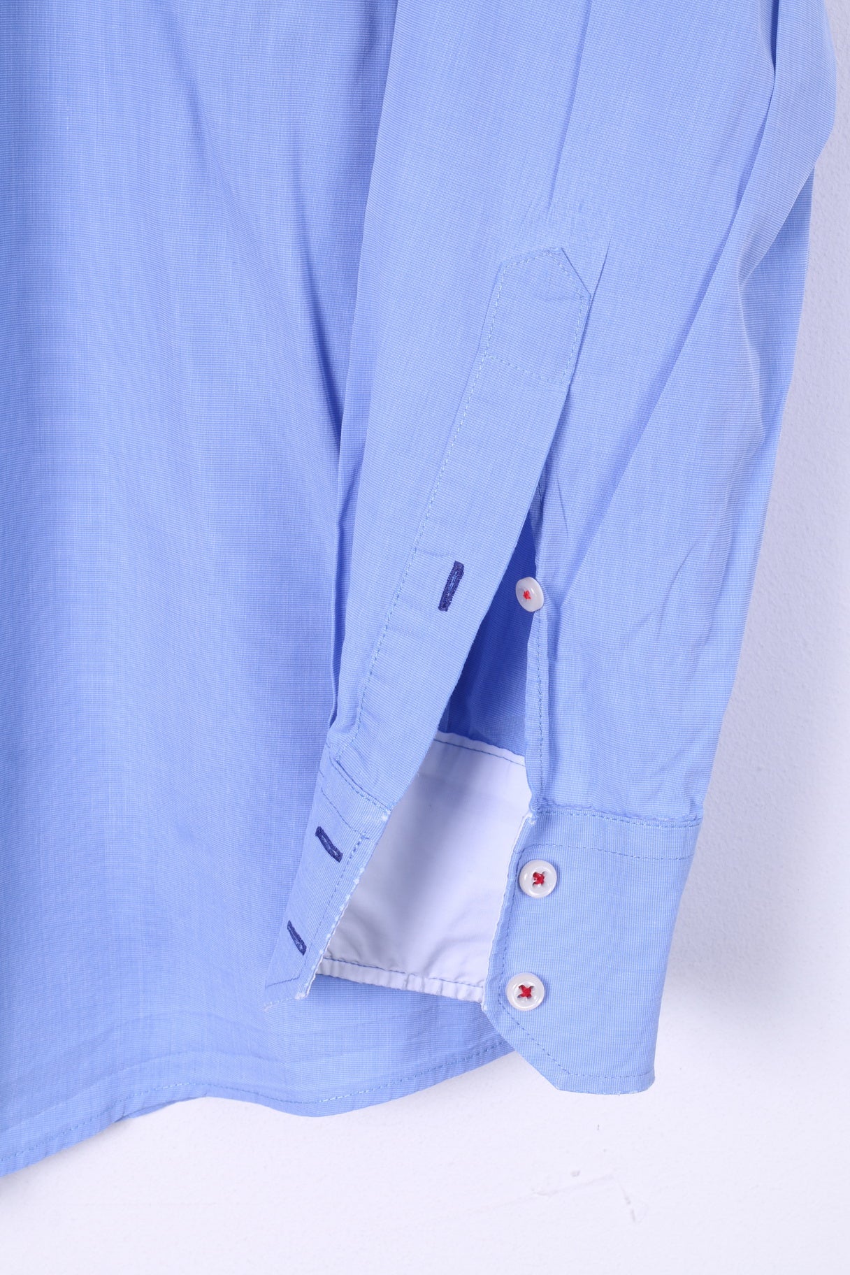Pierre Cardin Mens 39 M Casual Shirt Blue Long Sleeve Blue - Image 3