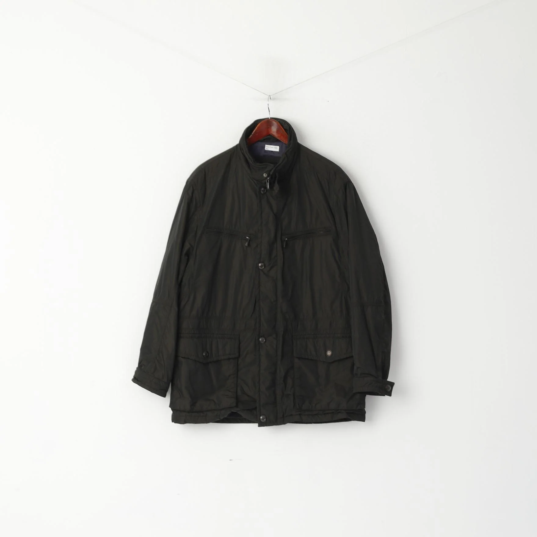 Pierre Cardin Paris Men 27 L Jacket Dark Brown Shiny Padded Military Casual Top - Image 2